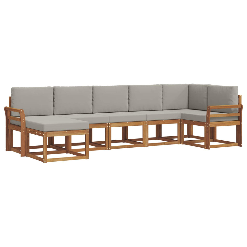 Outdoor-Sofagarnitur mit Kissen 7 pcs Natürlich und Hellgrau