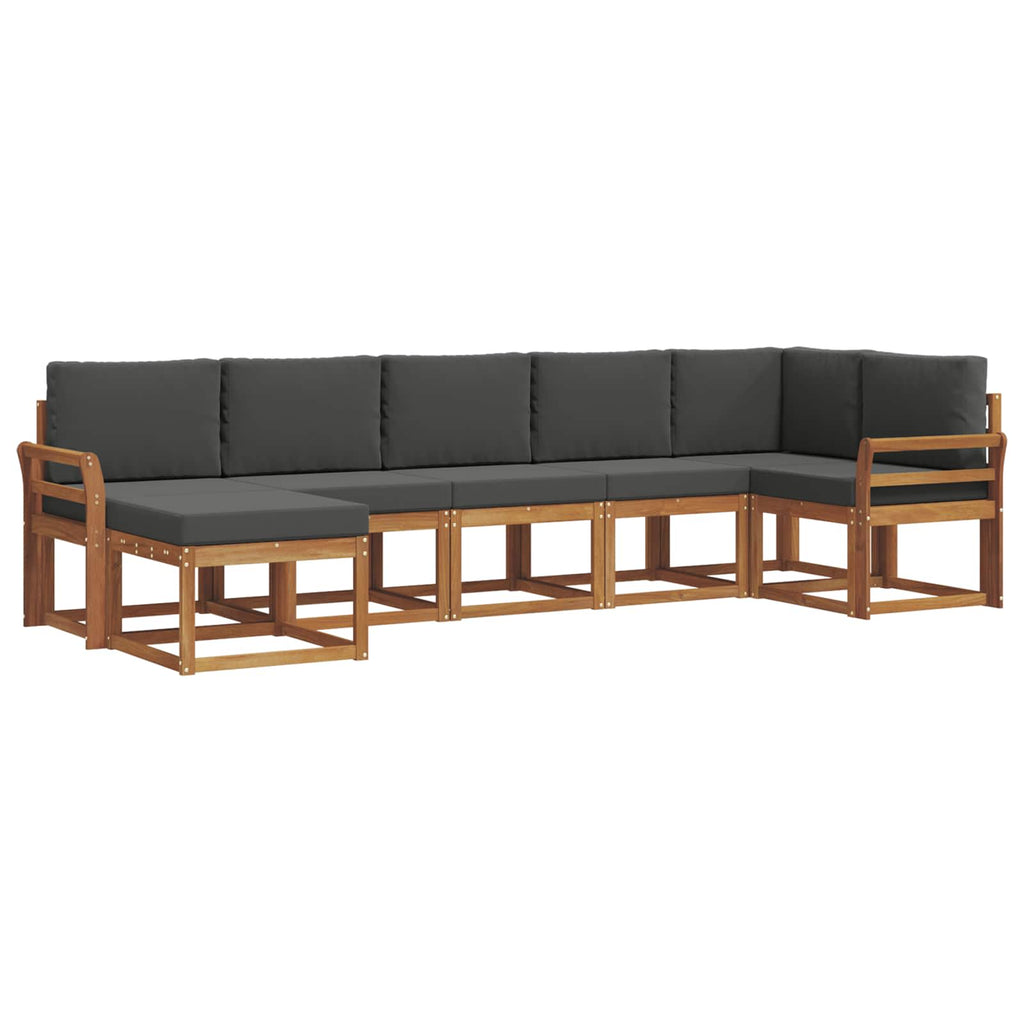 Outdoor-Sofagarnitur mit Kissen 7 pcs Natur und Anthrazit