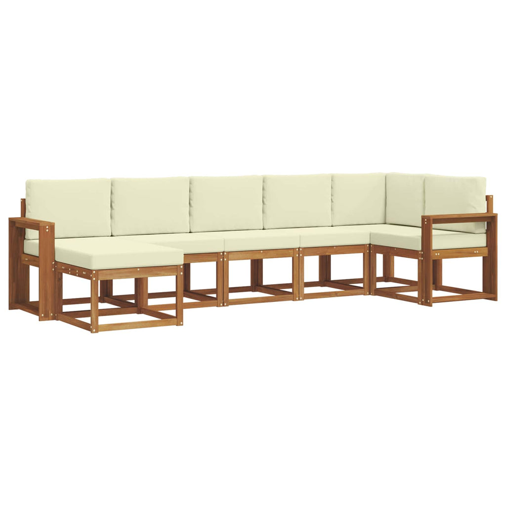 Outdoor-Sofagarnitur mit Kissen 7 pcs Natur und Creme