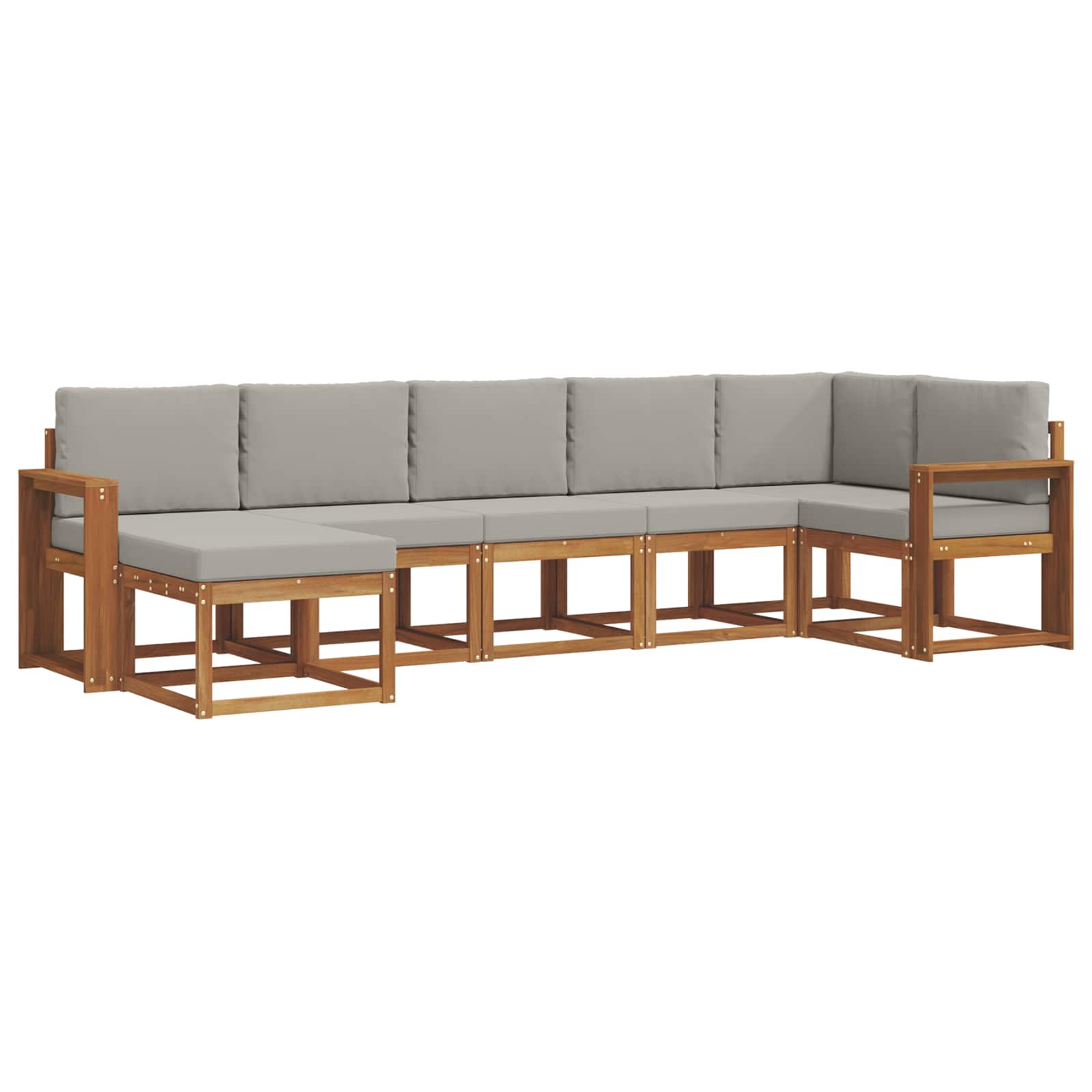 Outdoor-Sofagarnitur mit Kissen 7 pcs Natürlich und Hellgrau