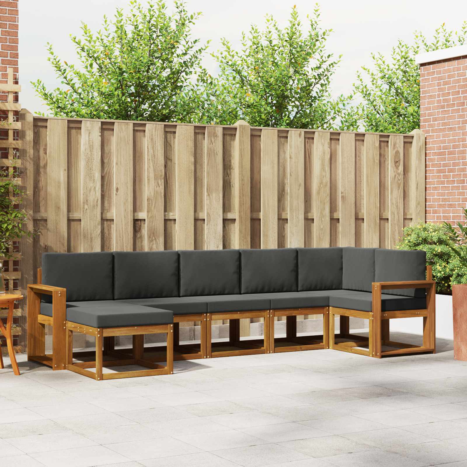 Outdoor-Sofagarnitur mit Kissen 7 pcs Natur und Anthrazit