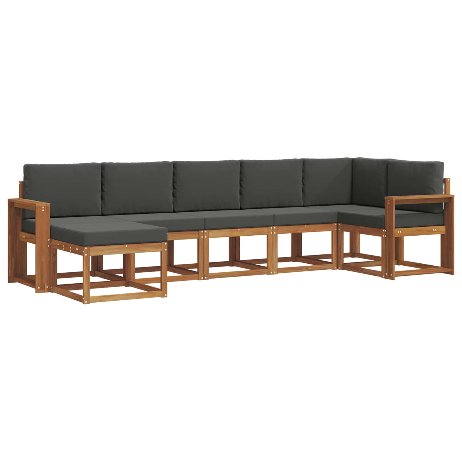 Outdoor-Sofagarnitur mit Kissen 7 pcs Natur und Anthrazit
