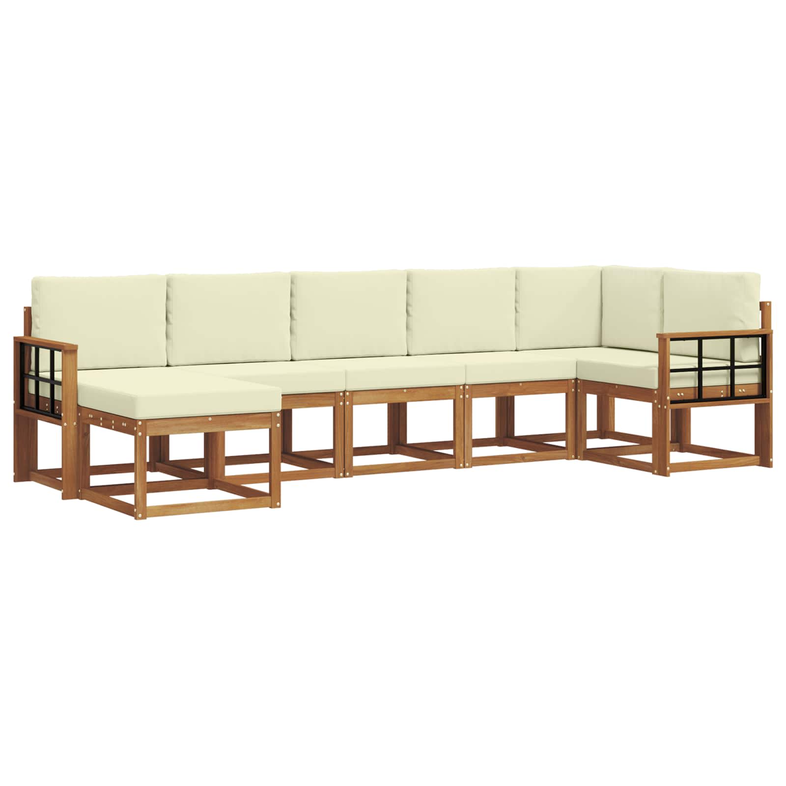 Outdoor-Sofagarnitur mit Kissen 7 pcs Natur und Creme