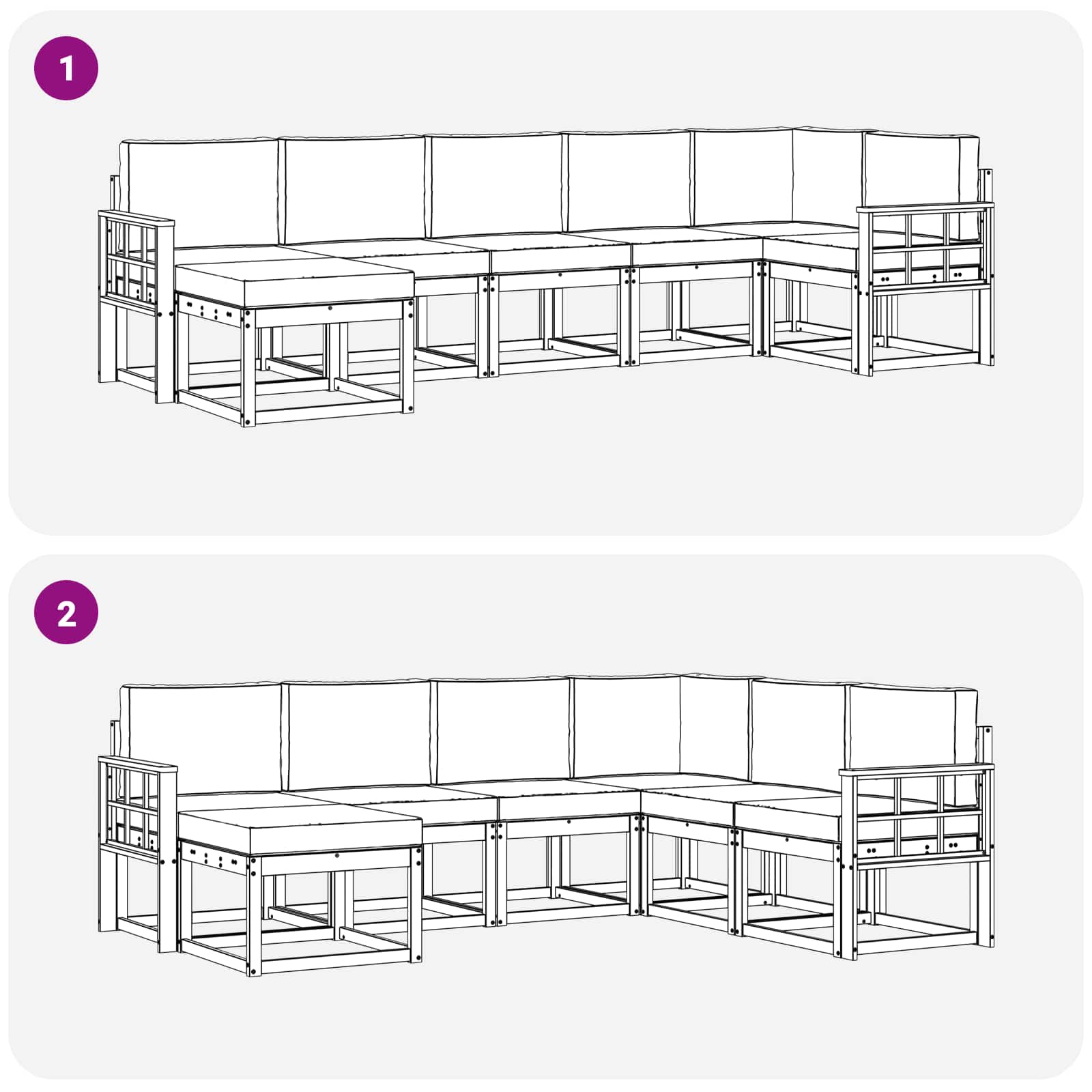 Outdoor-Sofagarnitur mit Kissen 7 pcs Natur und Creme