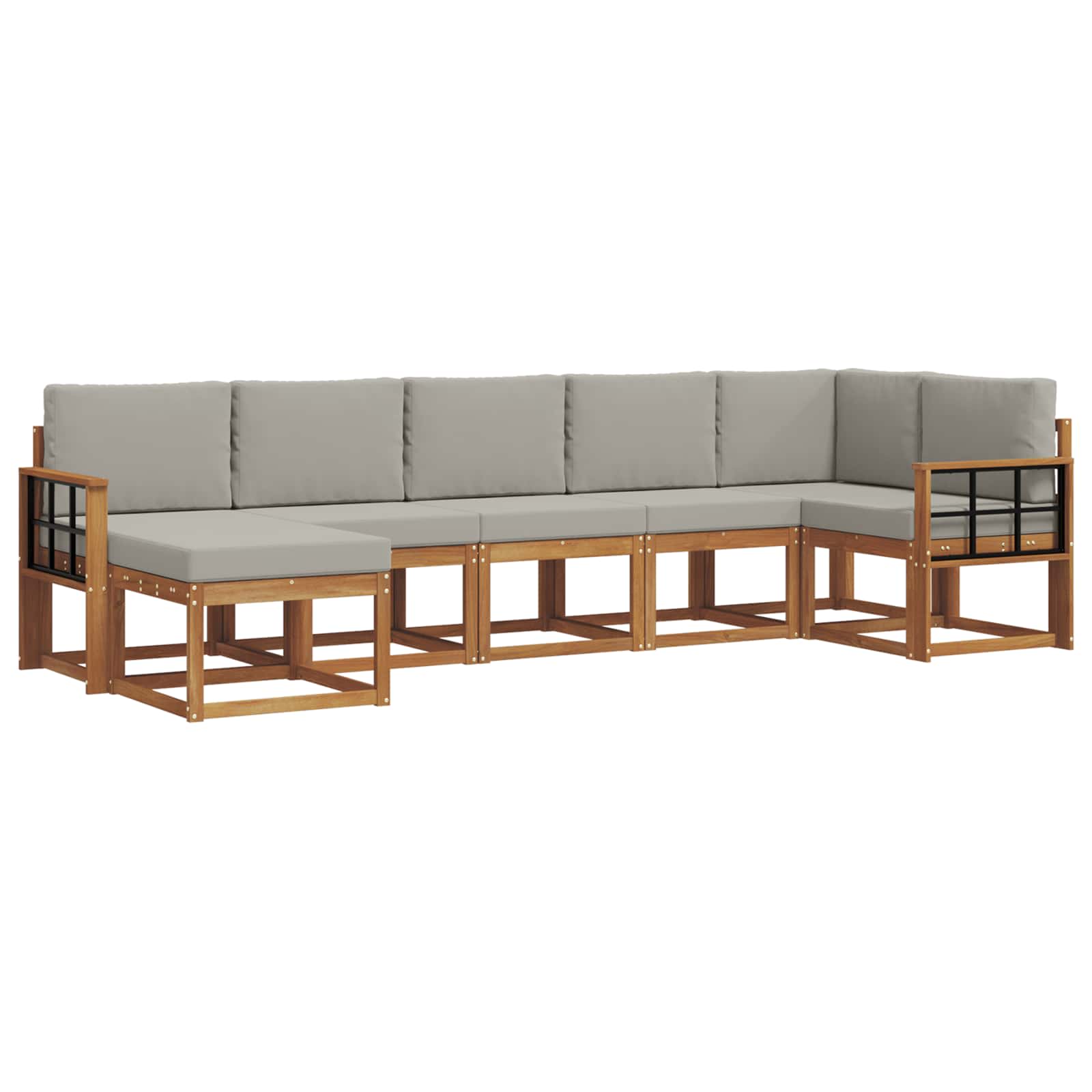 Outdoor-Sofagarnitur mit Kissen 7 pcs Natürlich und Hellgrau