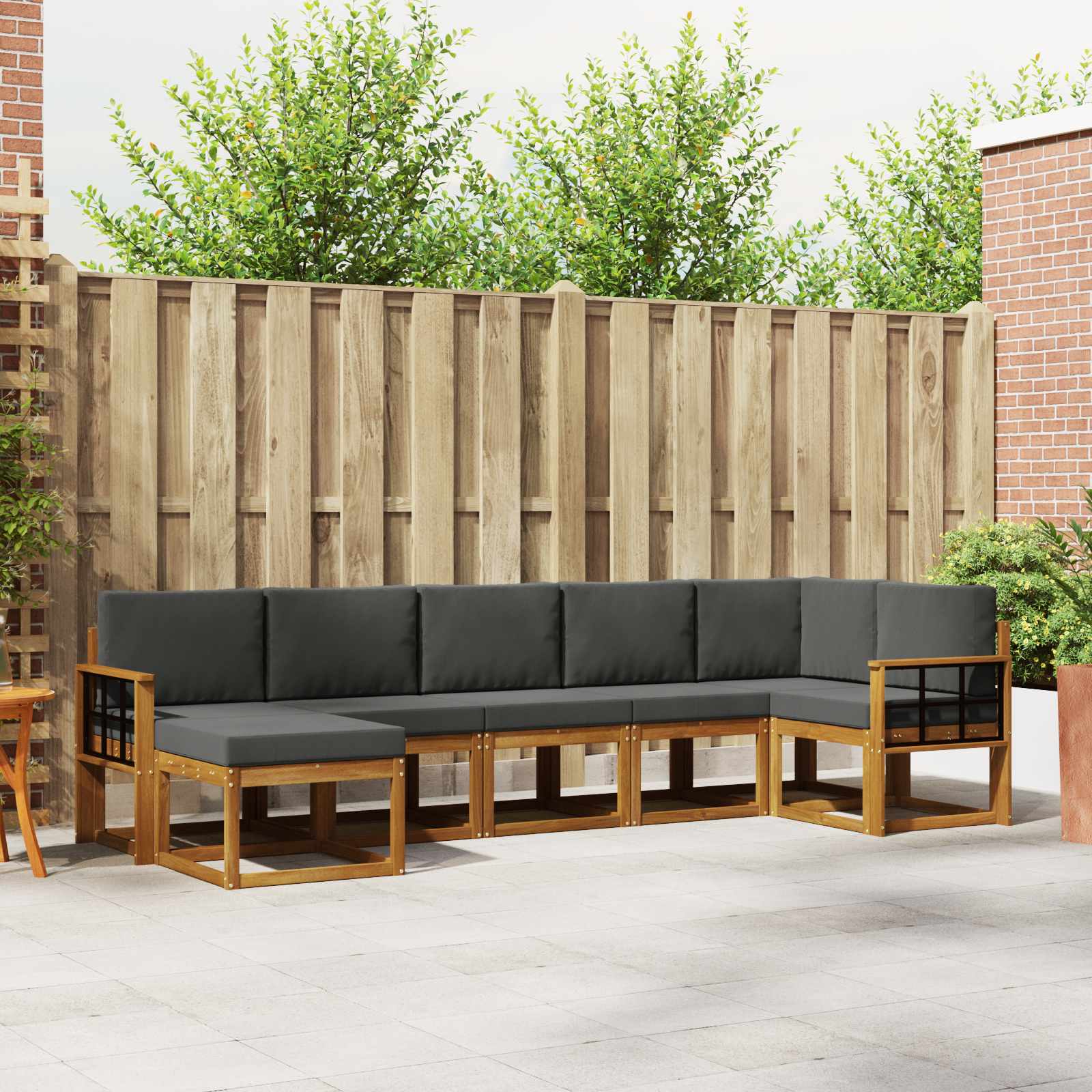 Outdoor-Sofagarnitur mit Kissen 7 pcs Natur und Anthrazit