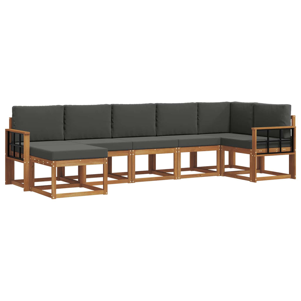 Outdoor-Sofagarnitur mit Kissen 7 pcs Natur und Anthrazit