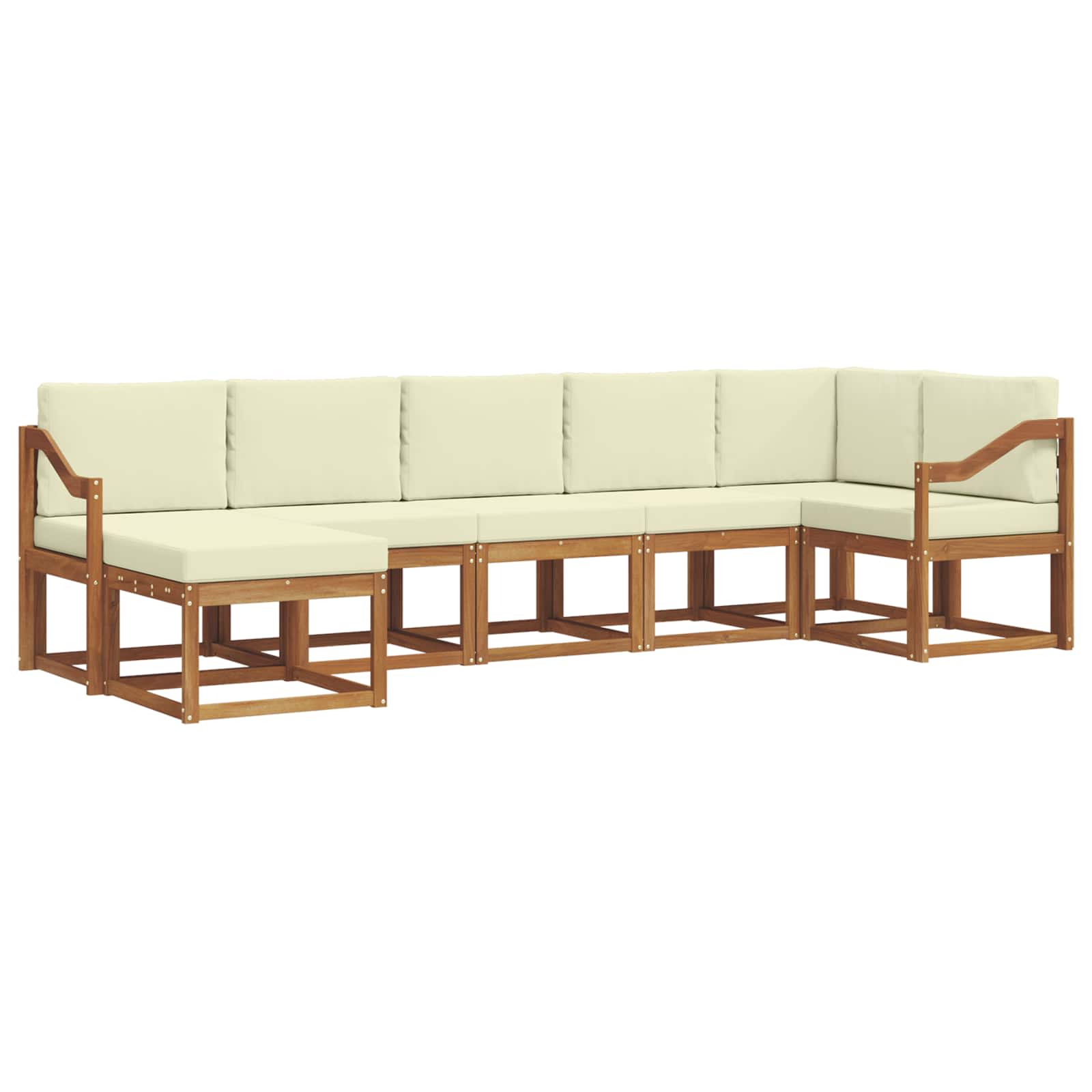 Outdoor-Sofagarnitur mit Kissen 7 pcs Natur und Creme