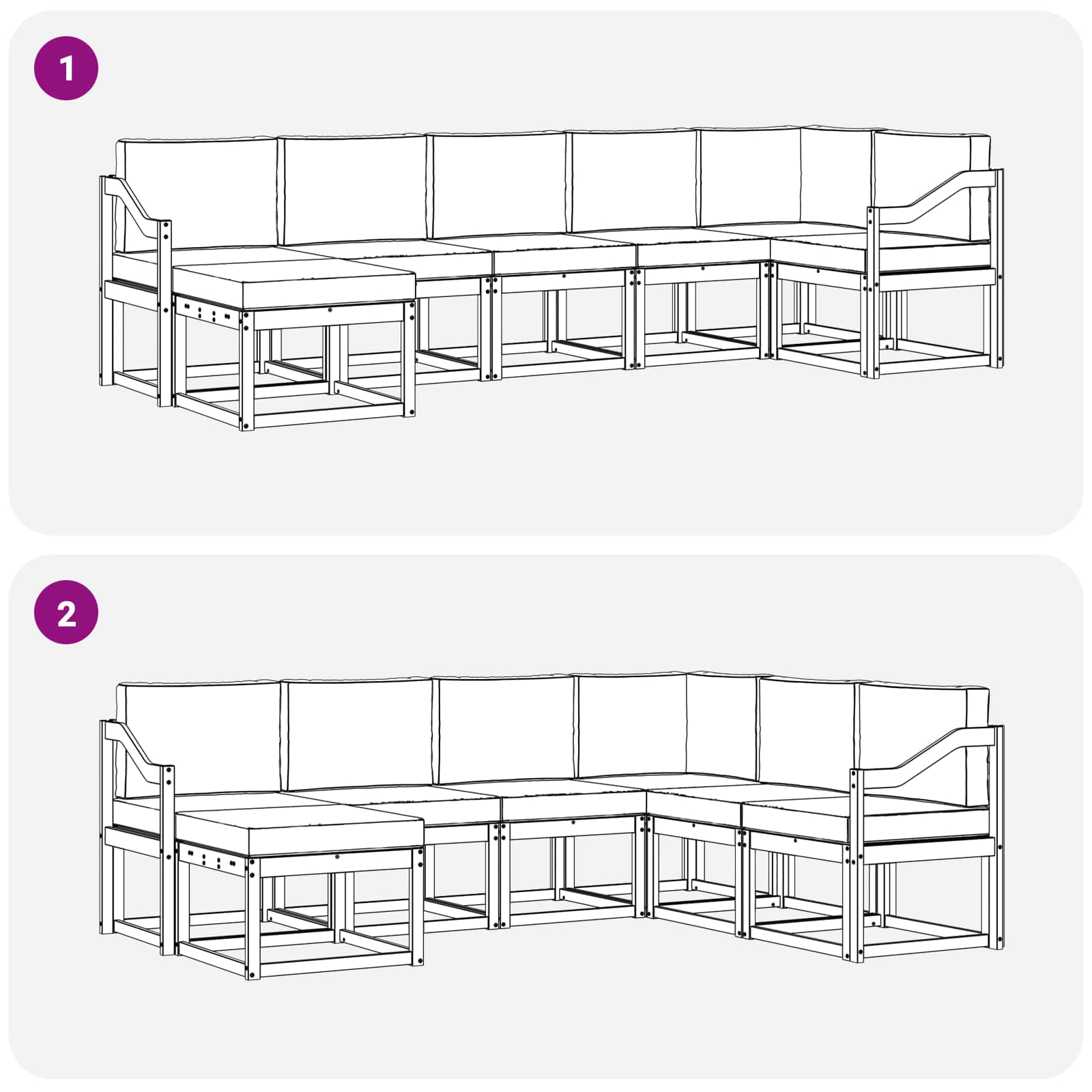 Outdoor-Sofagarnitur mit Kissen 7 pcs Natur und Creme