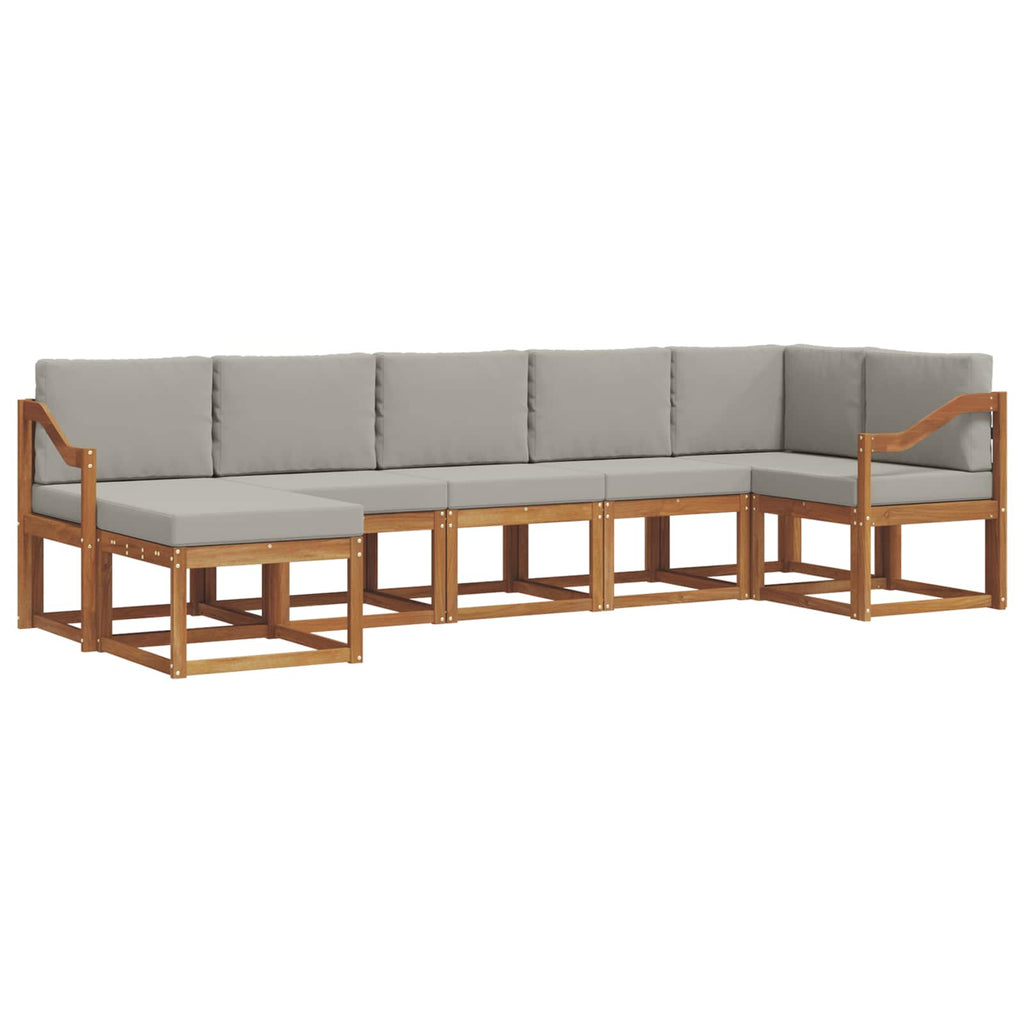 Outdoor-Sofagarnitur mit Kissen 7 pcs Natürlich und Hellgrau