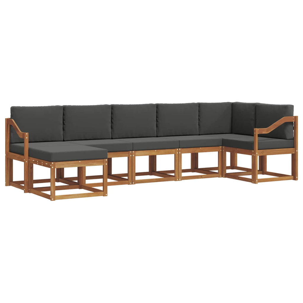 Outdoor-Sofagarnitur mit Kissen 7 pcs Natur und Anthrazit