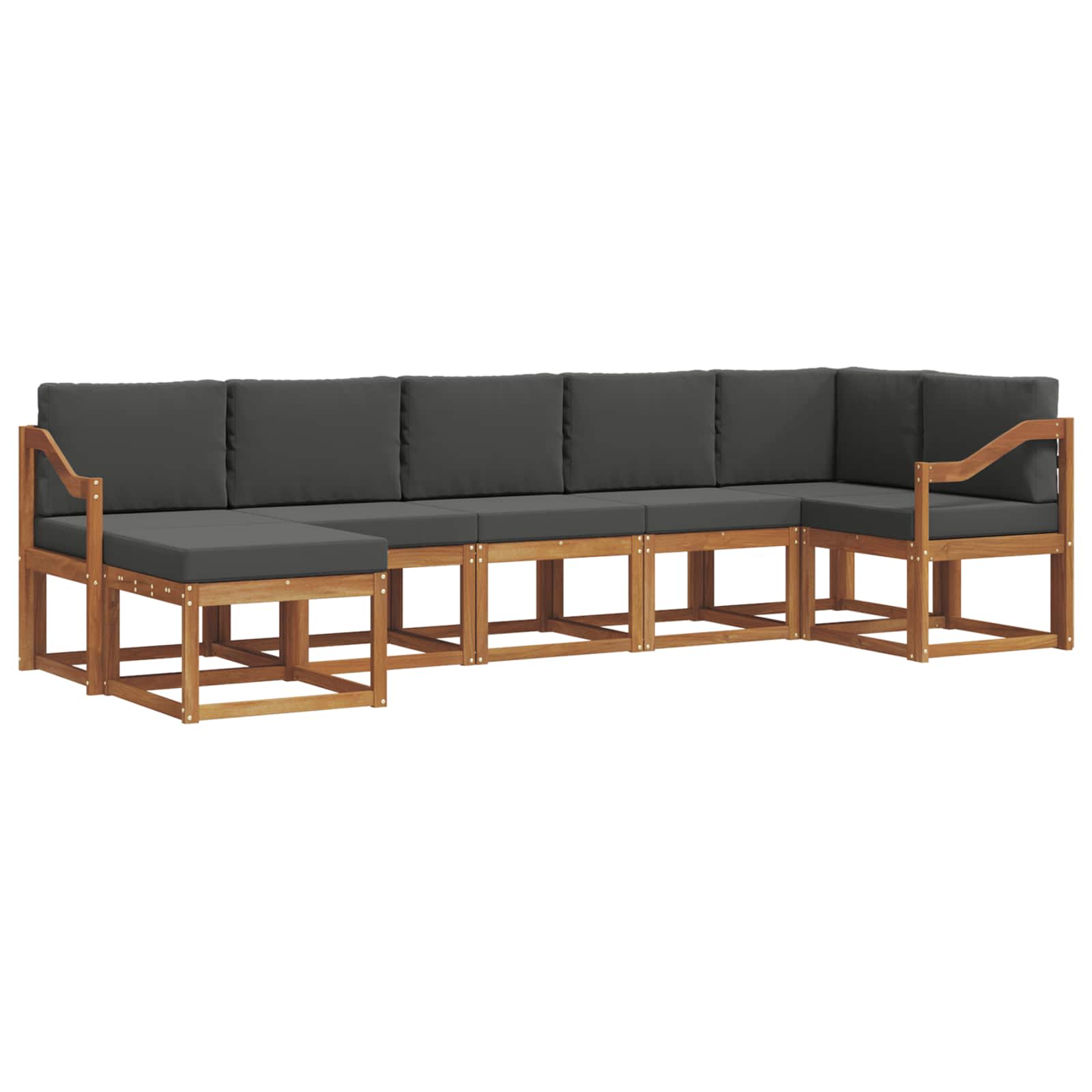 Outdoor-Sofagarnitur mit Kissen 7 pcs Natur und Anthrazit
