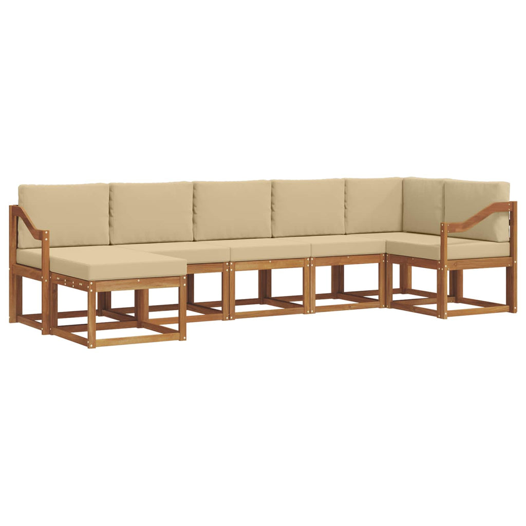 Outdoor-Sofagarnitur mit Kissen 7 pcs Natur und Beige