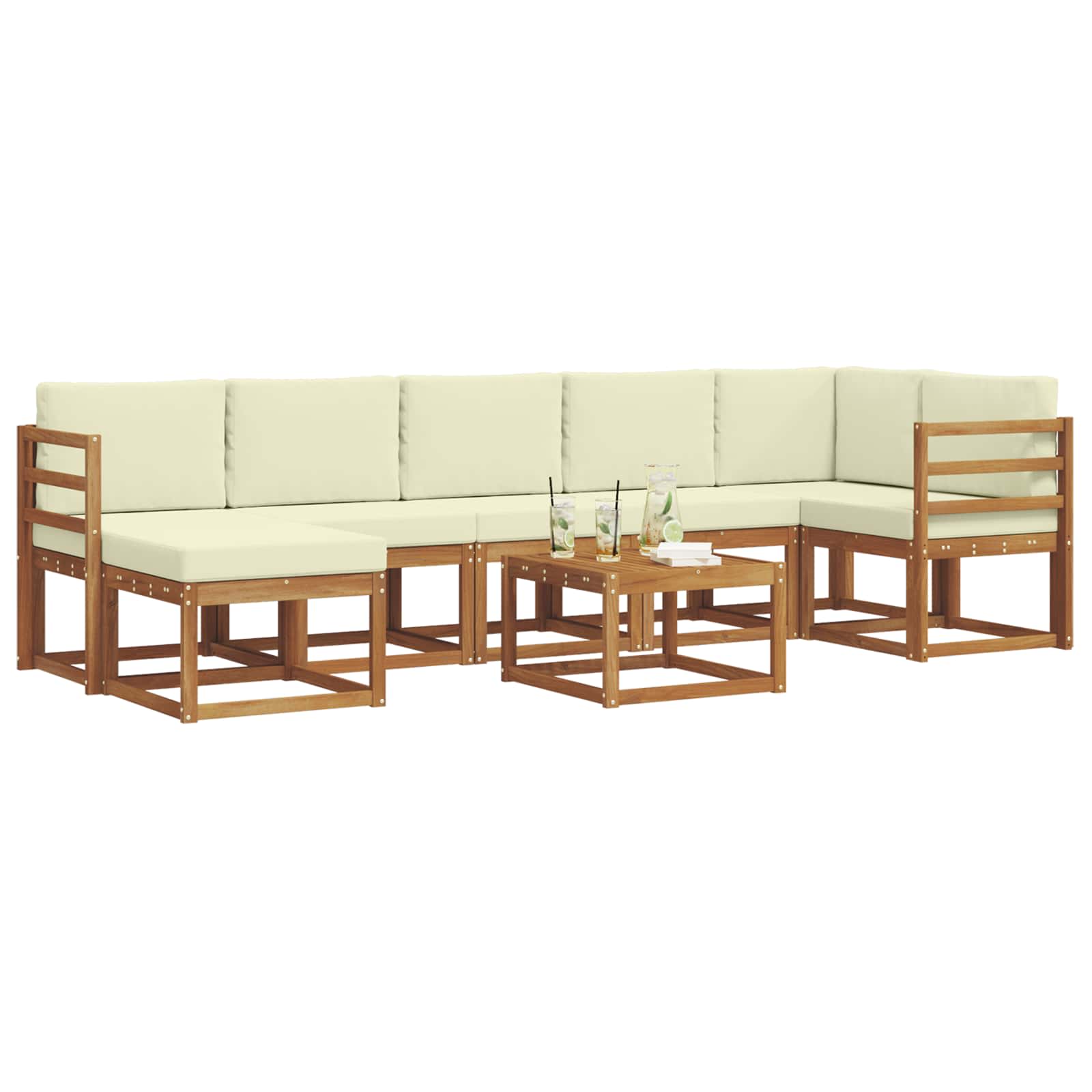 Outdoor-Sofagarnitur mit Kissen 8 pcs Natur und Creme