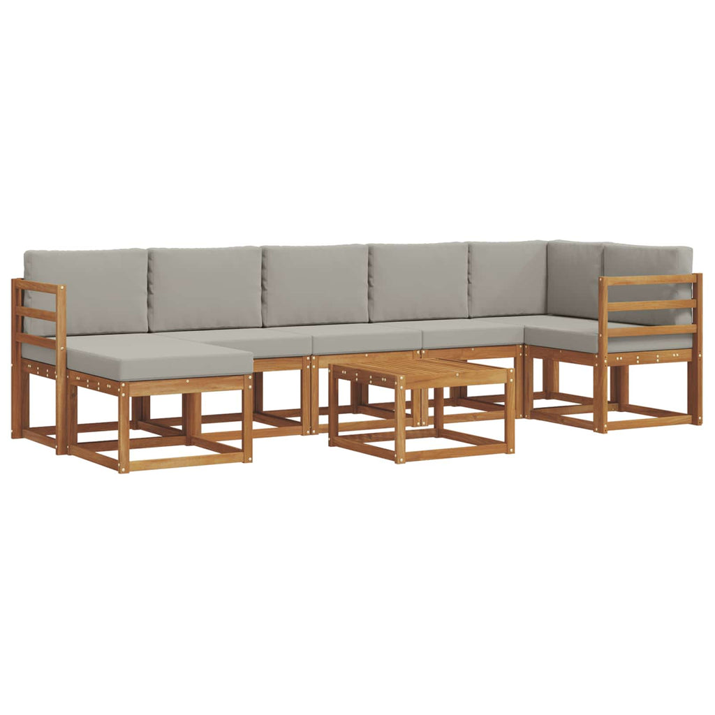 Outdoor-Sofagarnitur mit Kissen 8 pcs Natürlich und Hellgrau