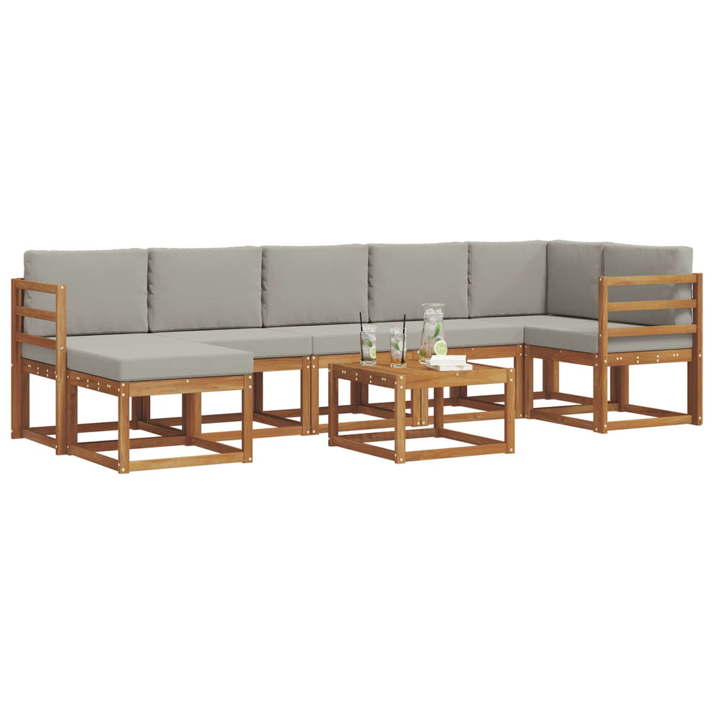 Outdoor-Sofagarnitur mit Kissen 8 pcs Natürlich und Hellgrau