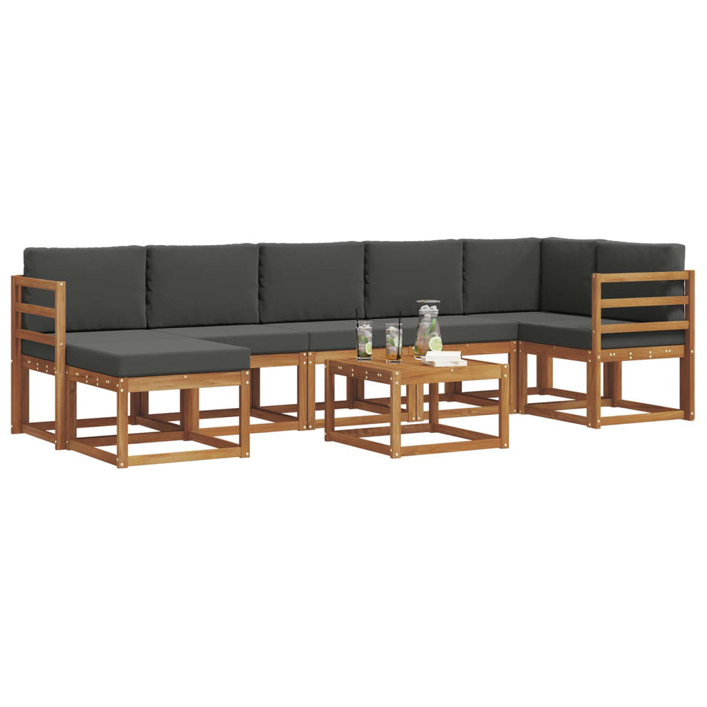 Outdoor-Sofagarnitur mit Kissen 8 pcs Natur und Anthrazit