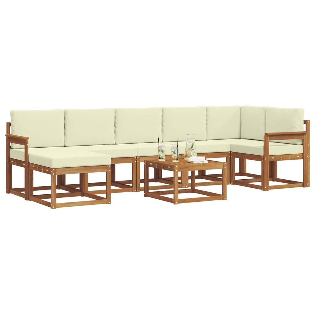 Outdoor-Sofagarnitur mit Kissen 8 pcs Natur und Creme