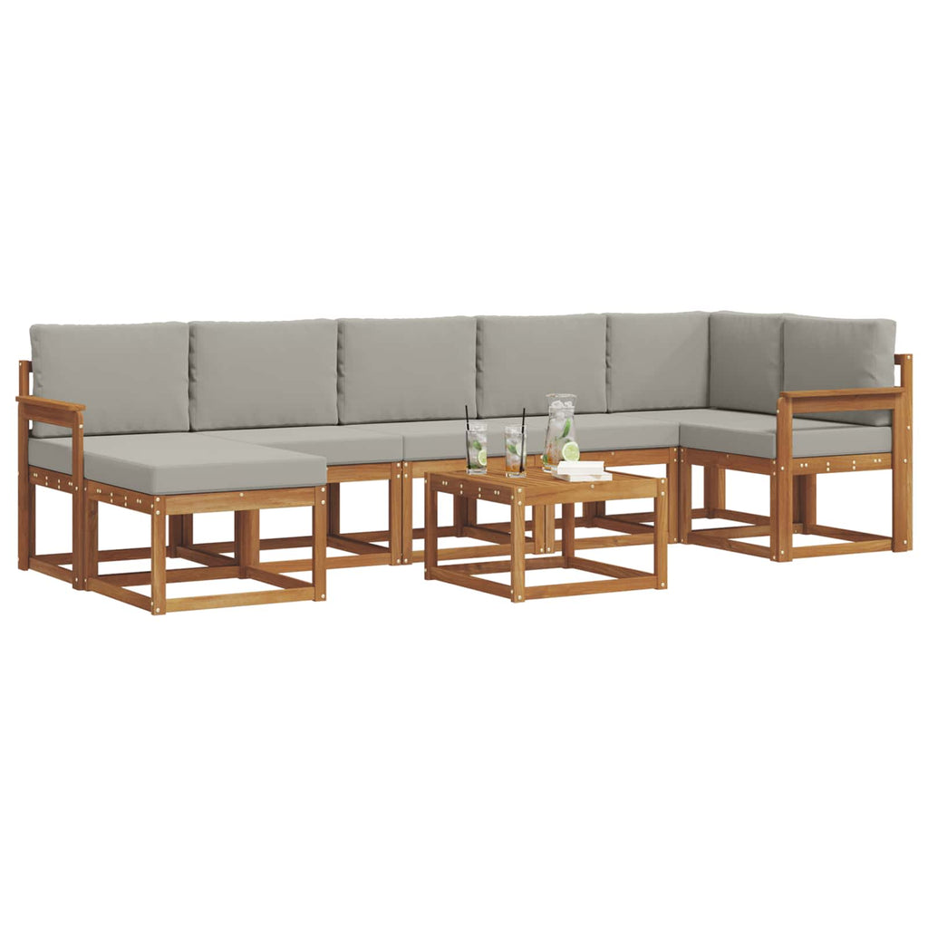 Outdoor-Sofagarnitur mit Kissen 8 pcs Natürlich und Hellgrau
