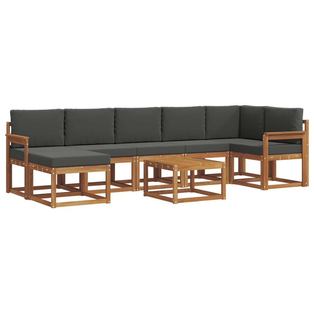 Outdoor-Sofagarnitur mit Kissen 8 pcs Natur und Anthrazit