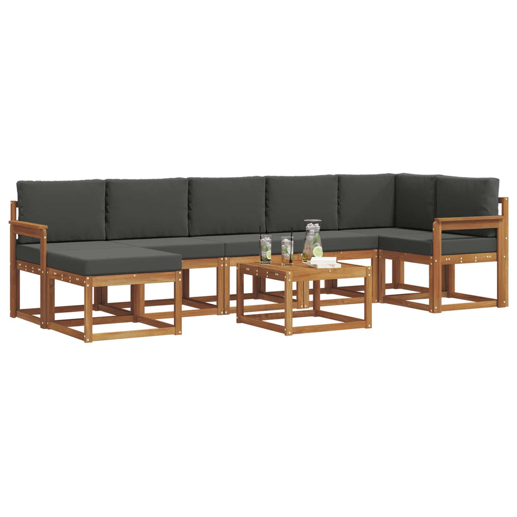 Outdoor-Sofagarnitur mit Kissen 8 pcs Natur und Anthrazit