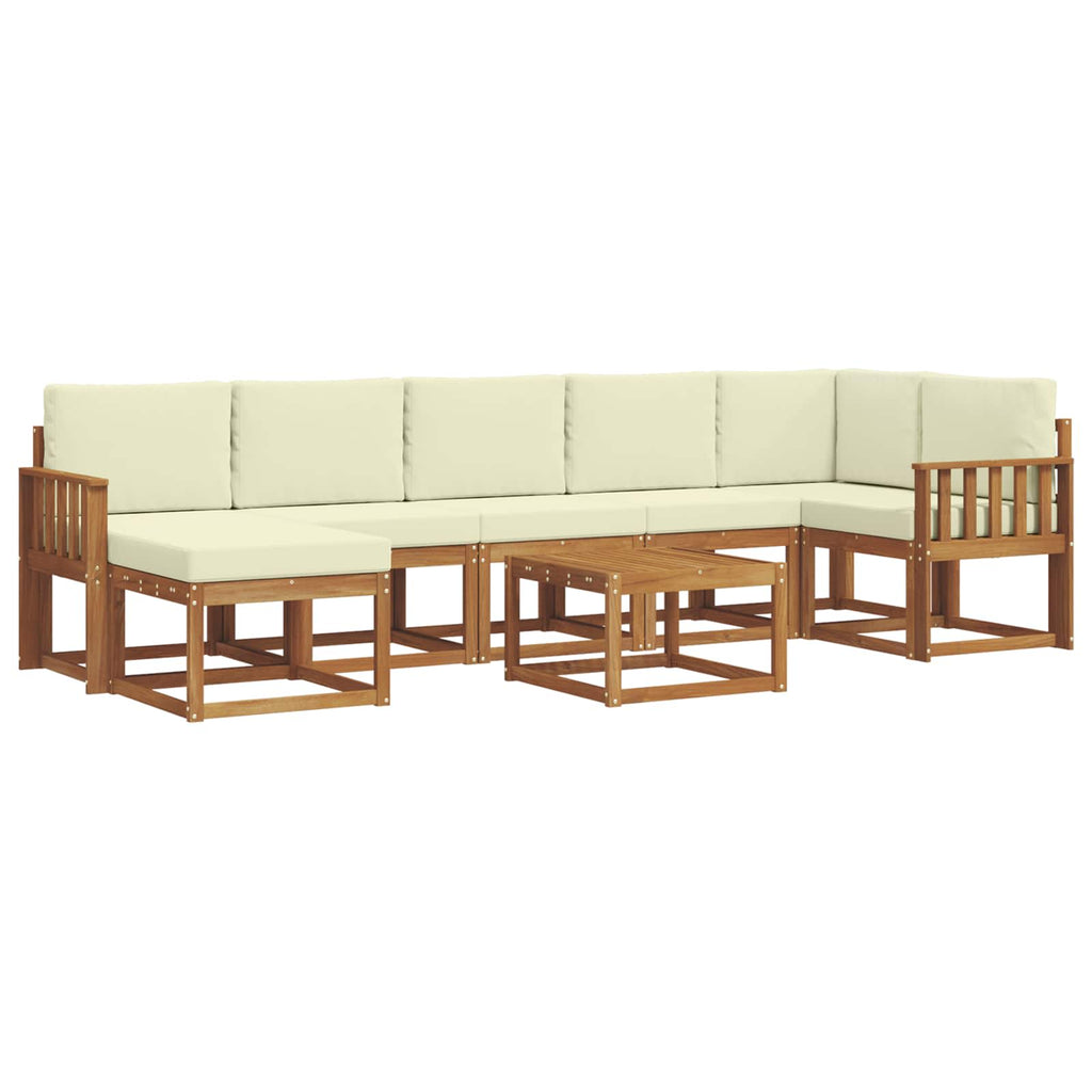 Outdoor-Sofagarnitur mit Kissen 8 pcs Natur und Creme