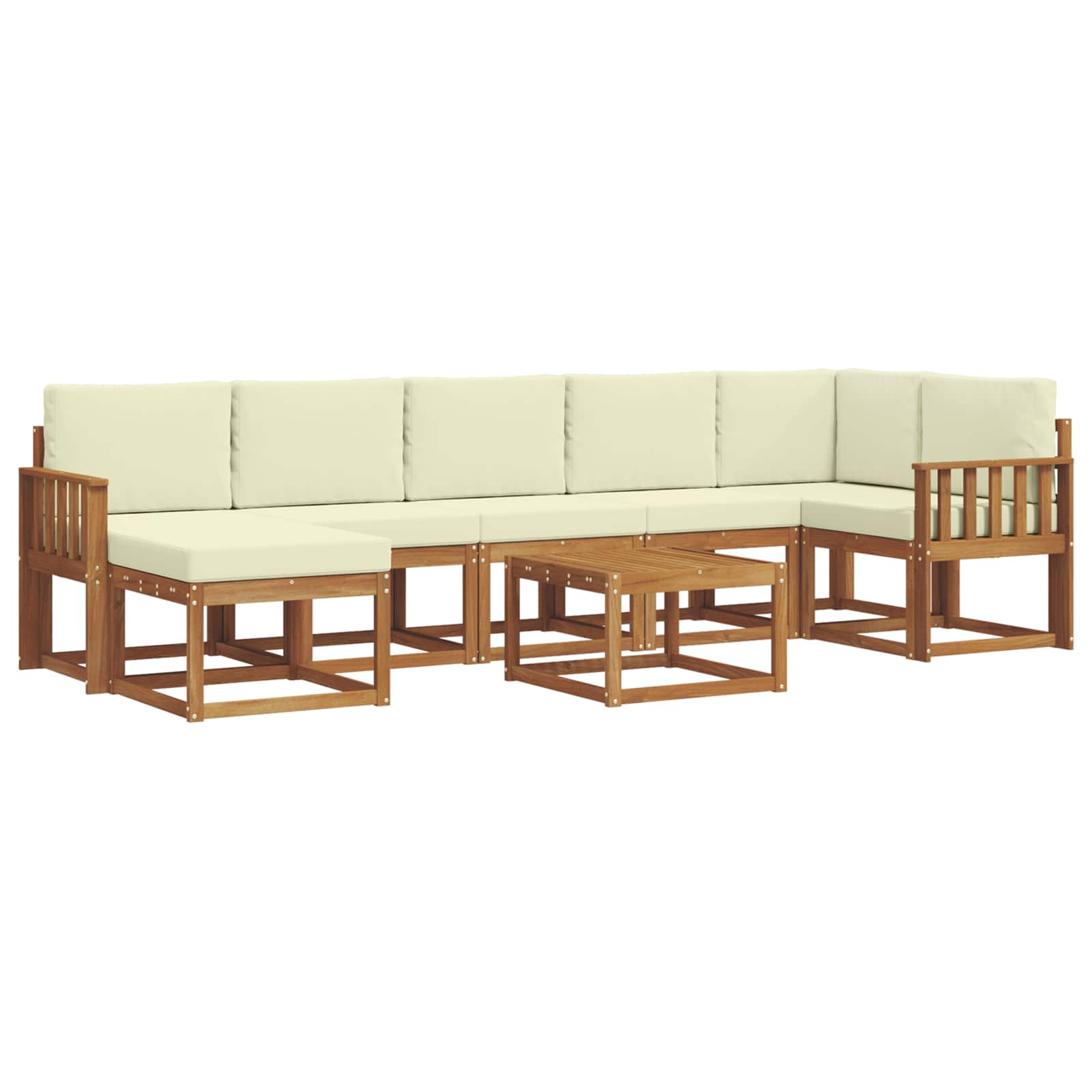Outdoor-Sofagarnitur mit Kissen 8 pcs Natur und Creme