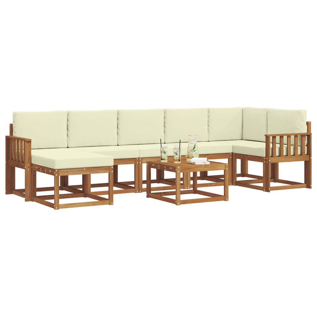 Outdoor-Sofagarnitur mit Kissen 8 pcs Natur und Creme