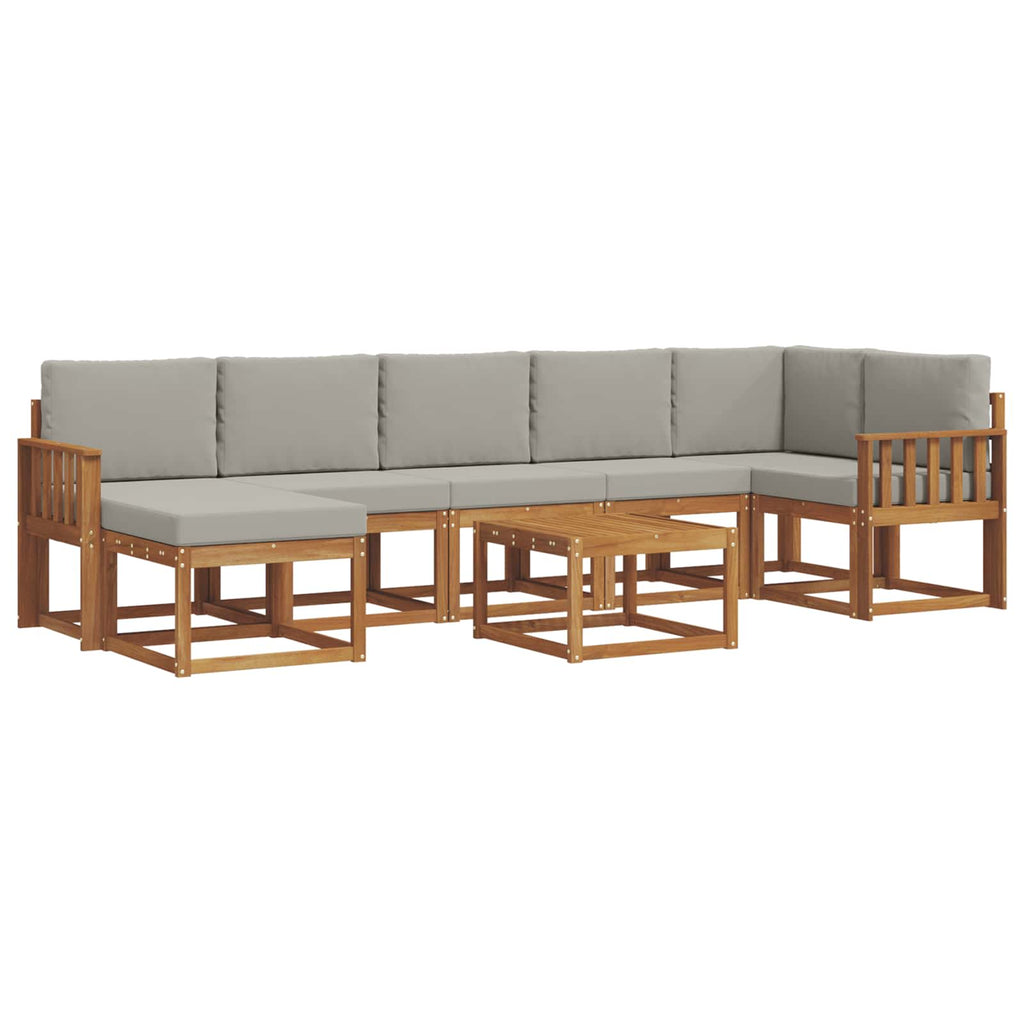 Outdoor-Sofagarnitur mit Kissen 8 pcs Natürlich und Hellgrau
