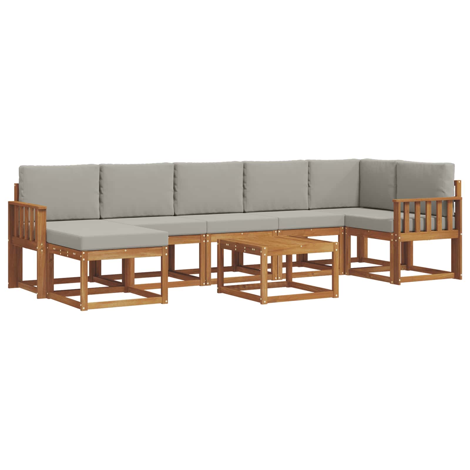 Outdoor-Sofagarnitur mit Kissen 8 pcs Natürlich und Hellgrau