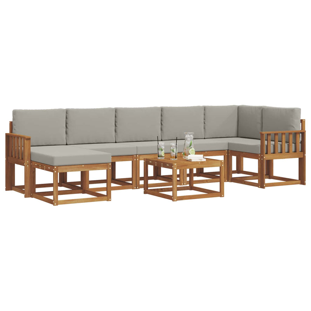 Outdoor-Sofagarnitur mit Kissen 8 pcs Natürlich und Hellgrau