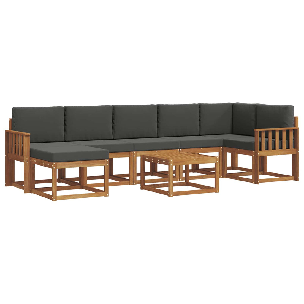Outdoor-Sofagarnitur mit Kissen 8 pcs Natur und Anthrazit
