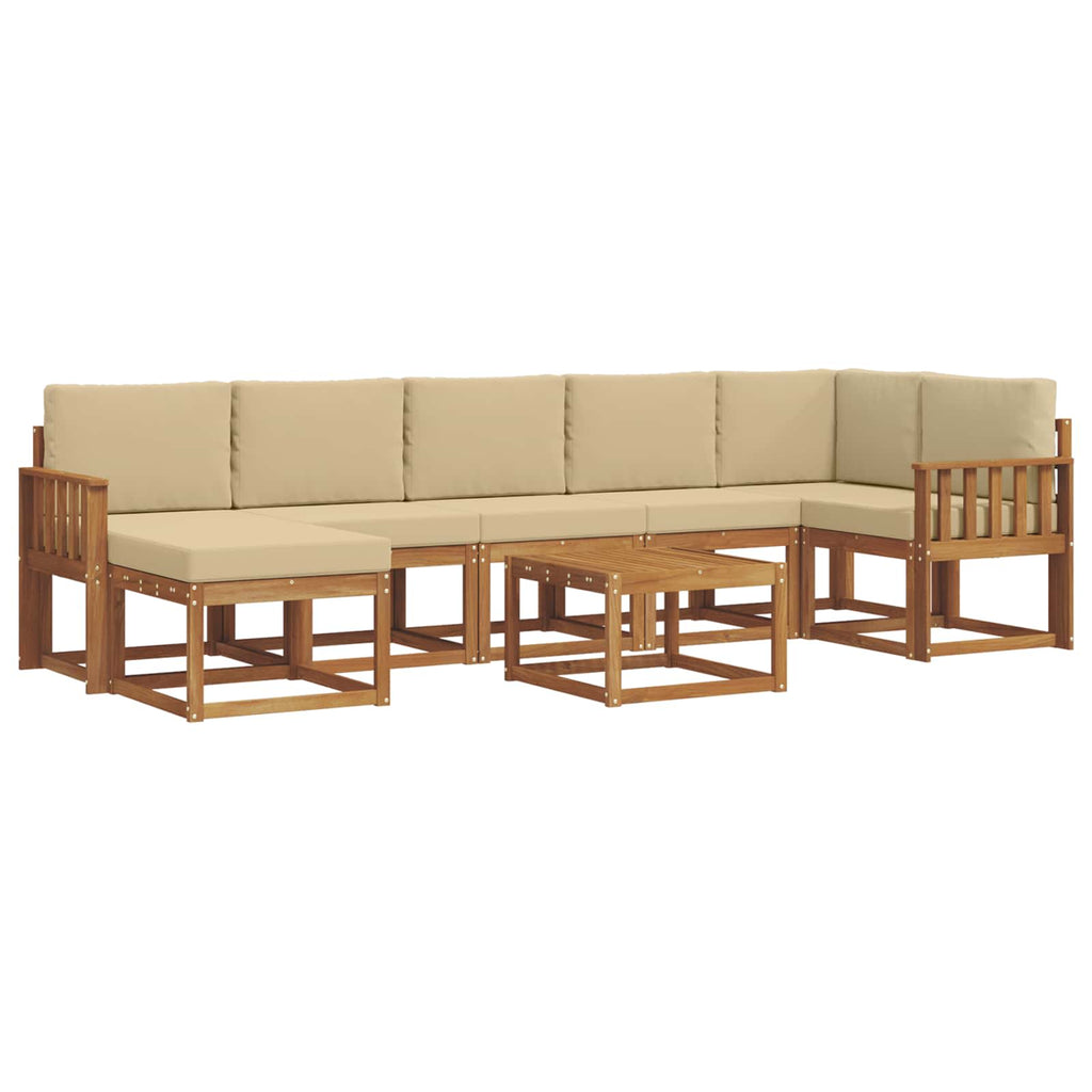 Outdoor-Sofagarnitur mit Kissen 8 pcs Natur und Beige