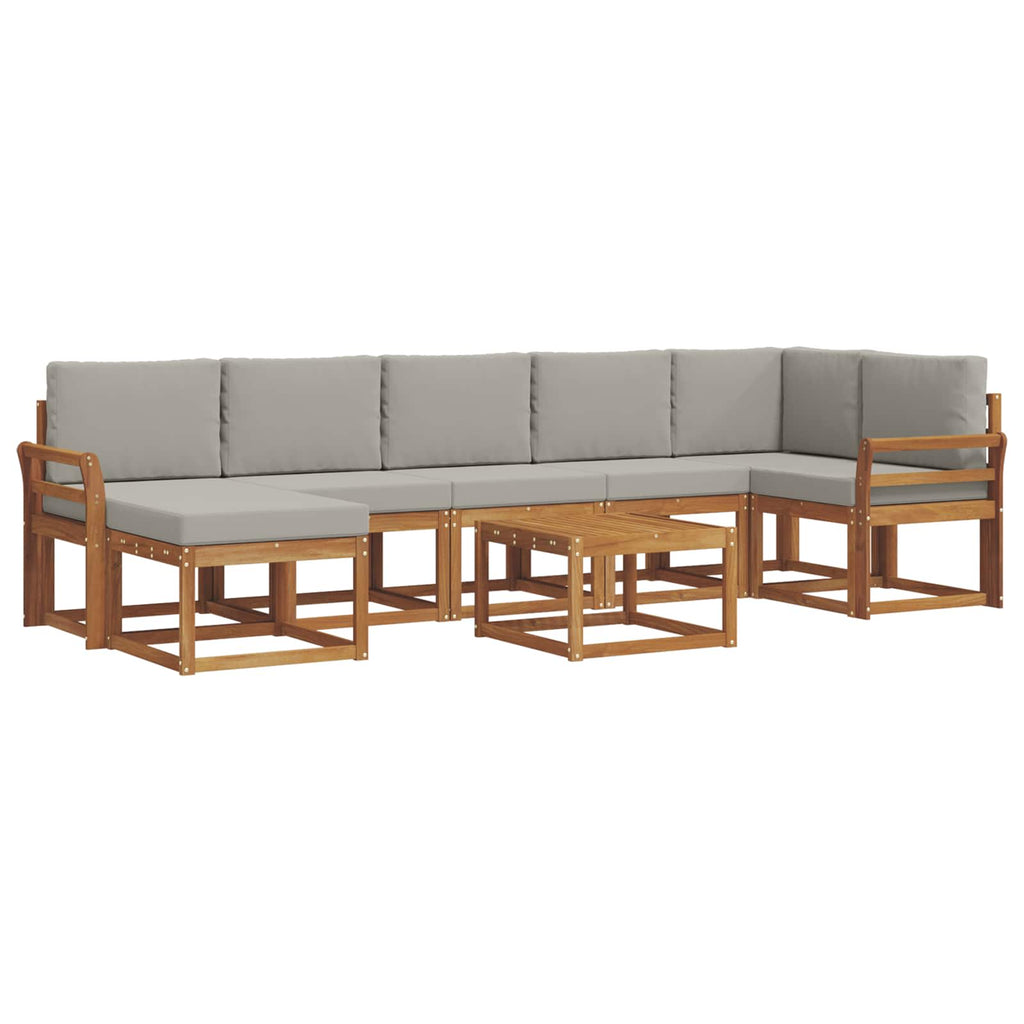 Outdoor-Sofagarnitur mit Kissen 8 pcs Natürlich und Hellgrau