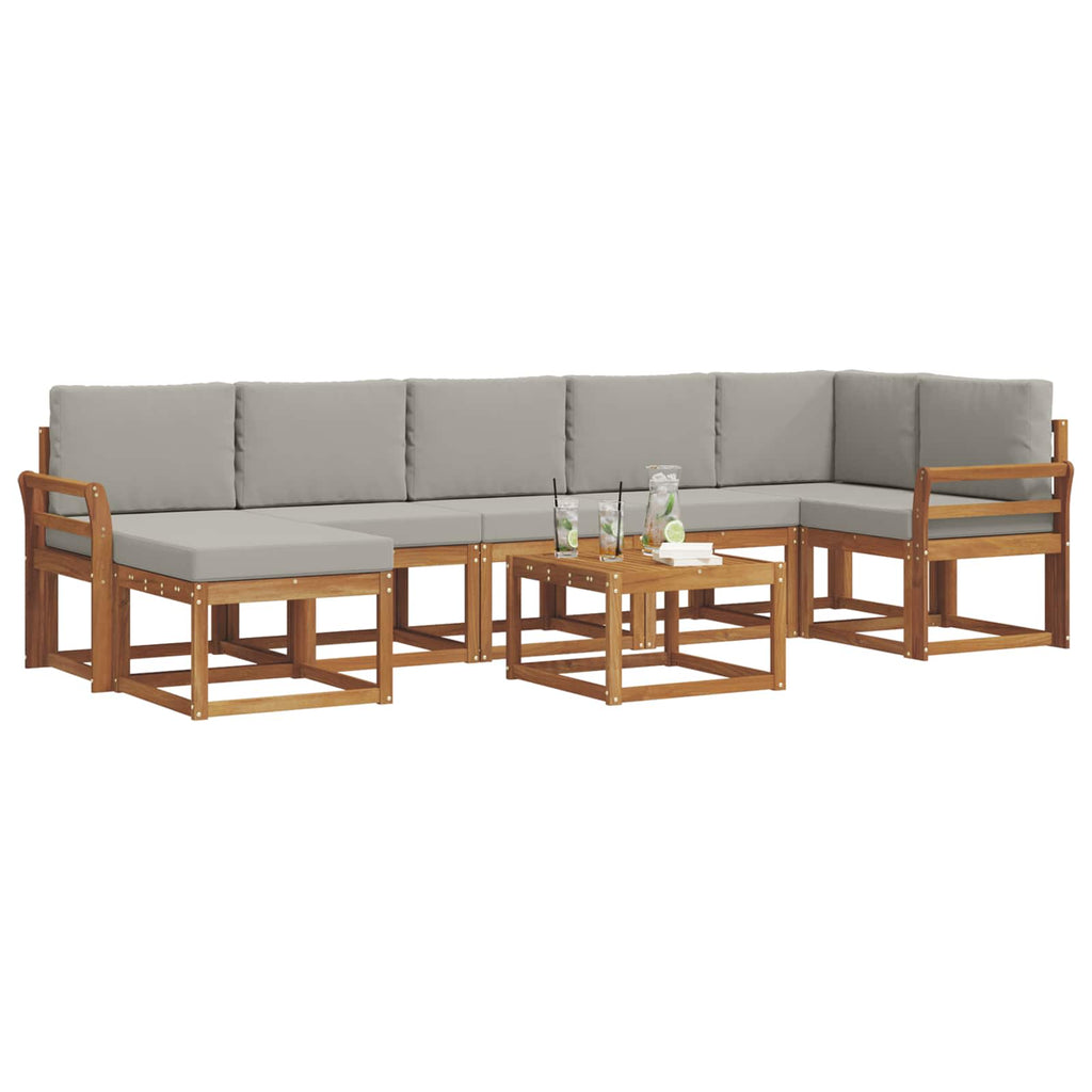 Outdoor-Sofagarnitur mit Kissen 8 pcs Natürlich und Hellgrau