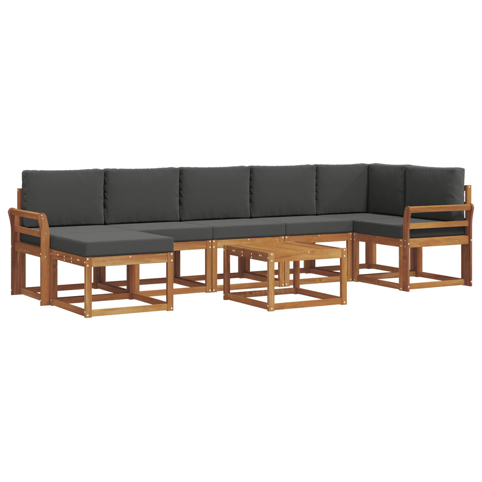 Outdoor-Sofagarnitur mit Kissen 8 pcs Natur und Anthrazit