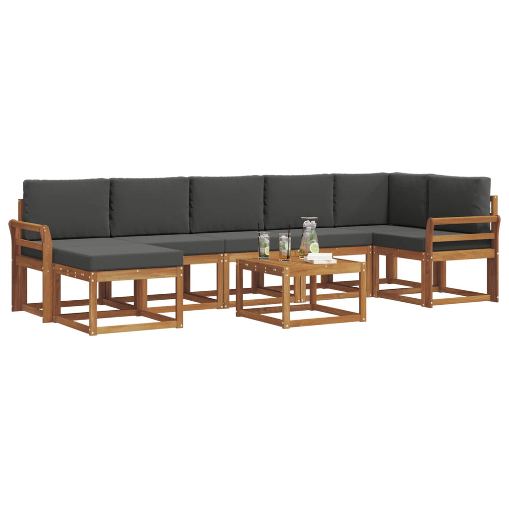 Outdoor-Sofagarnitur mit Kissen 8 pcs Natur und Anthrazit