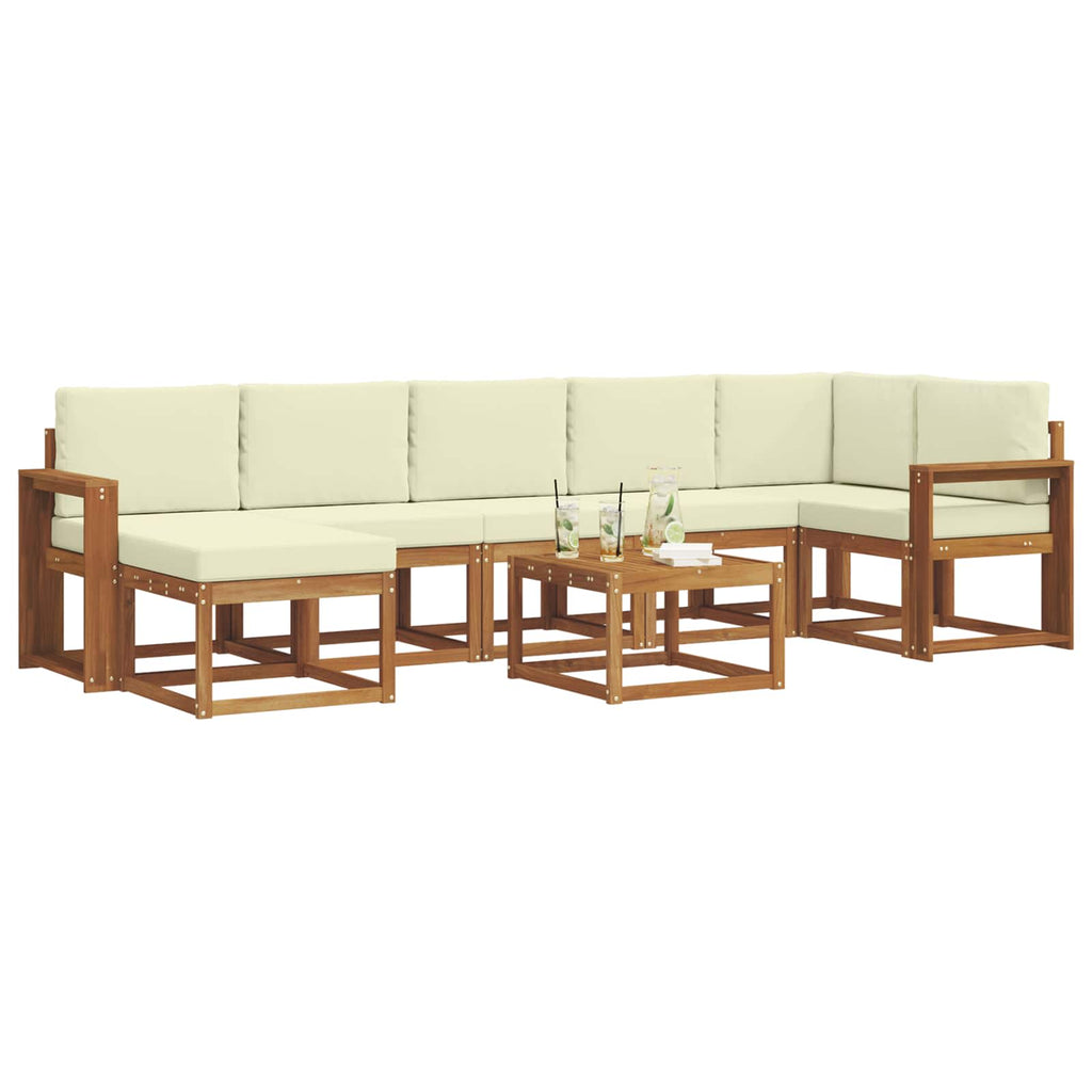 Outdoor-Sofagarnitur mit Kissen 8 pcs Natur und Creme