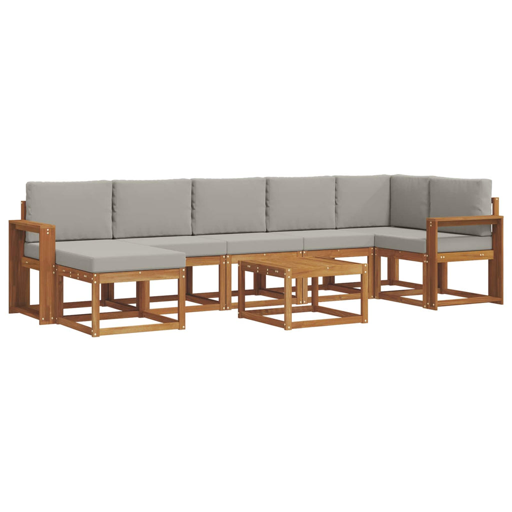 Outdoor-Sofagarnitur mit Kissen 8 pcs Natürlich und Hellgrau