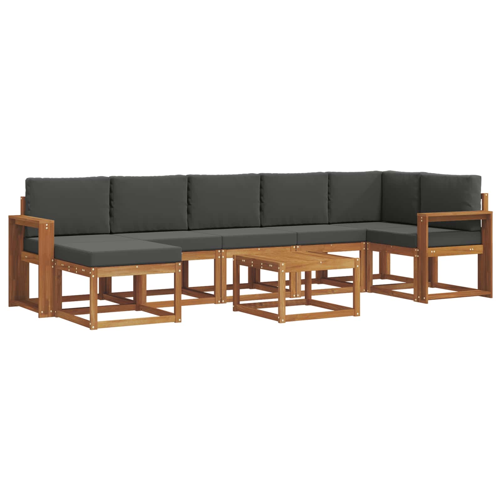Outdoor-Sofagarnitur mit Kissen 8 pcs Natur und Anthrazit