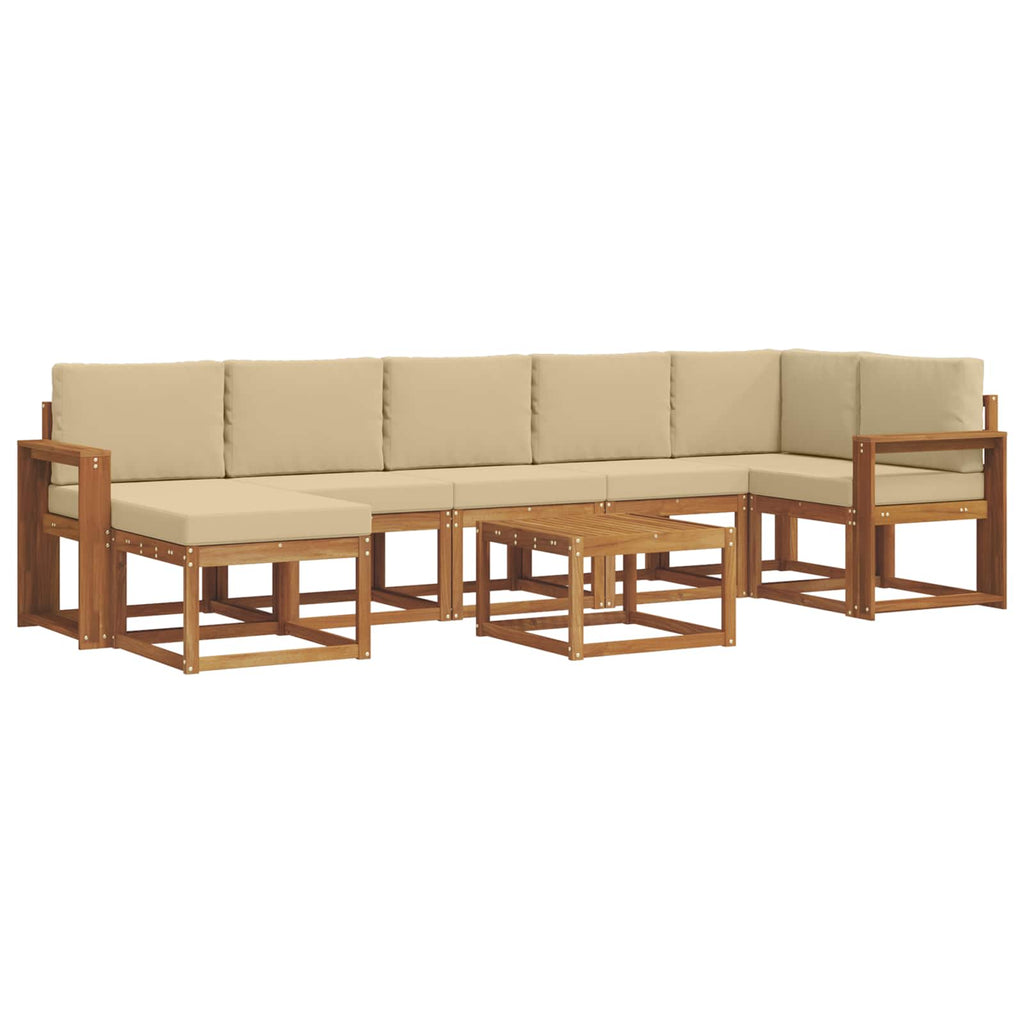 Outdoor-Sofagarnitur mit Kissen 8 pcs Natur und Beige