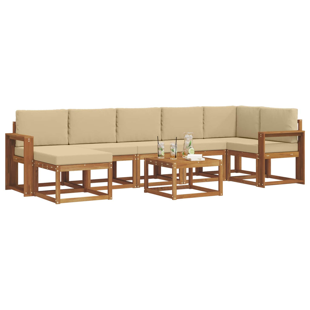 Outdoor-Sofagarnitur mit Kissen 8 pcs Natur und Beige