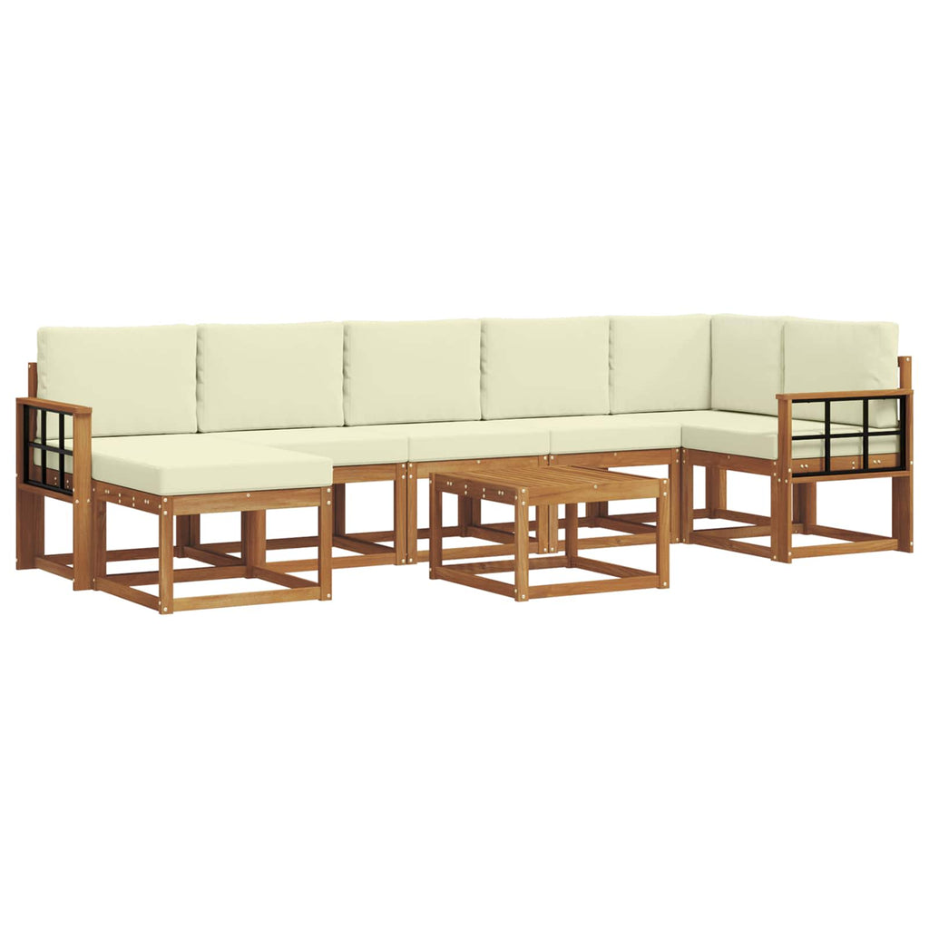 Outdoor-Sofagarnitur mit Kissen 8 pcs Natur und Creme