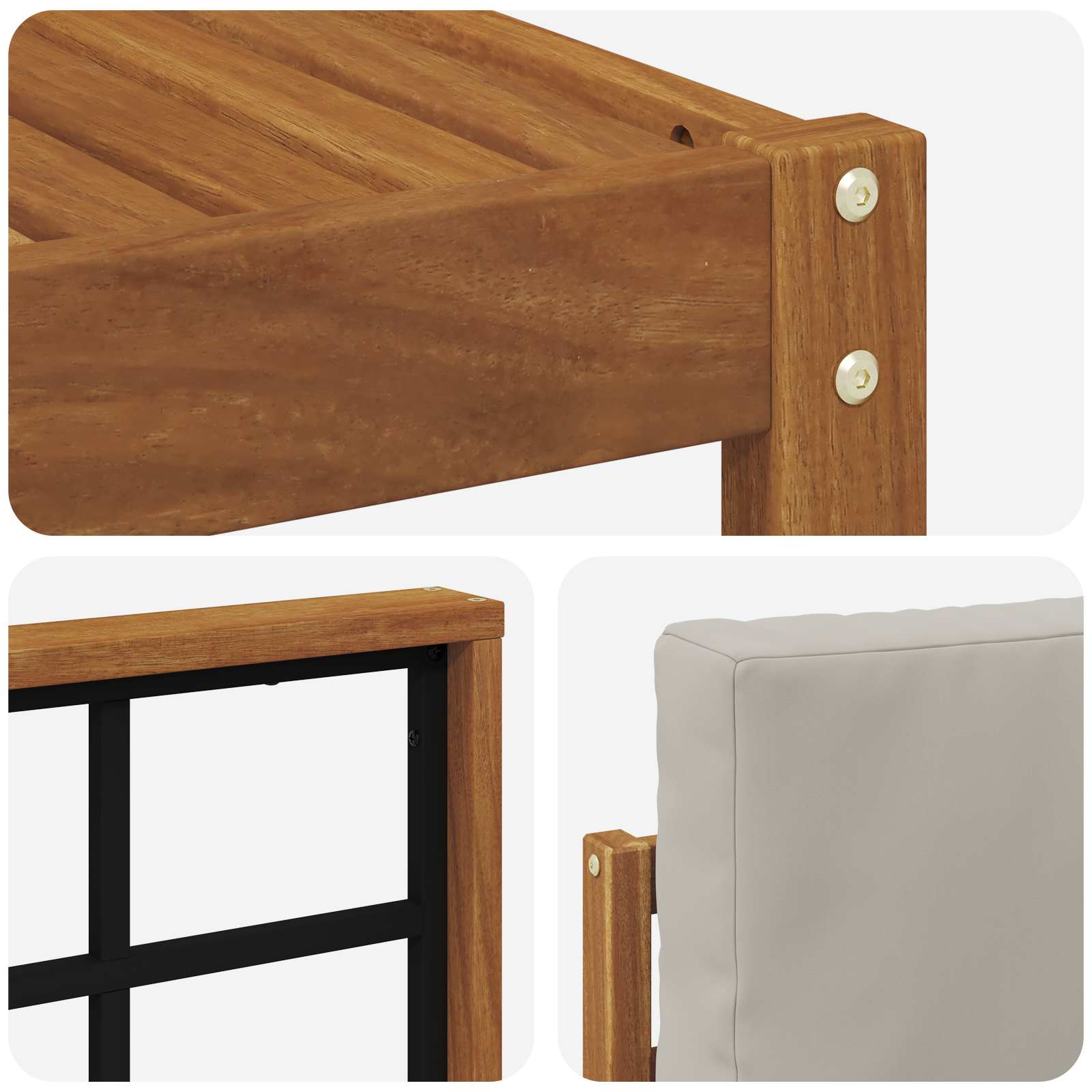 Outdoor-Sofagarnitur mit Kissen 8 pcs Natürlich und Hellgrau