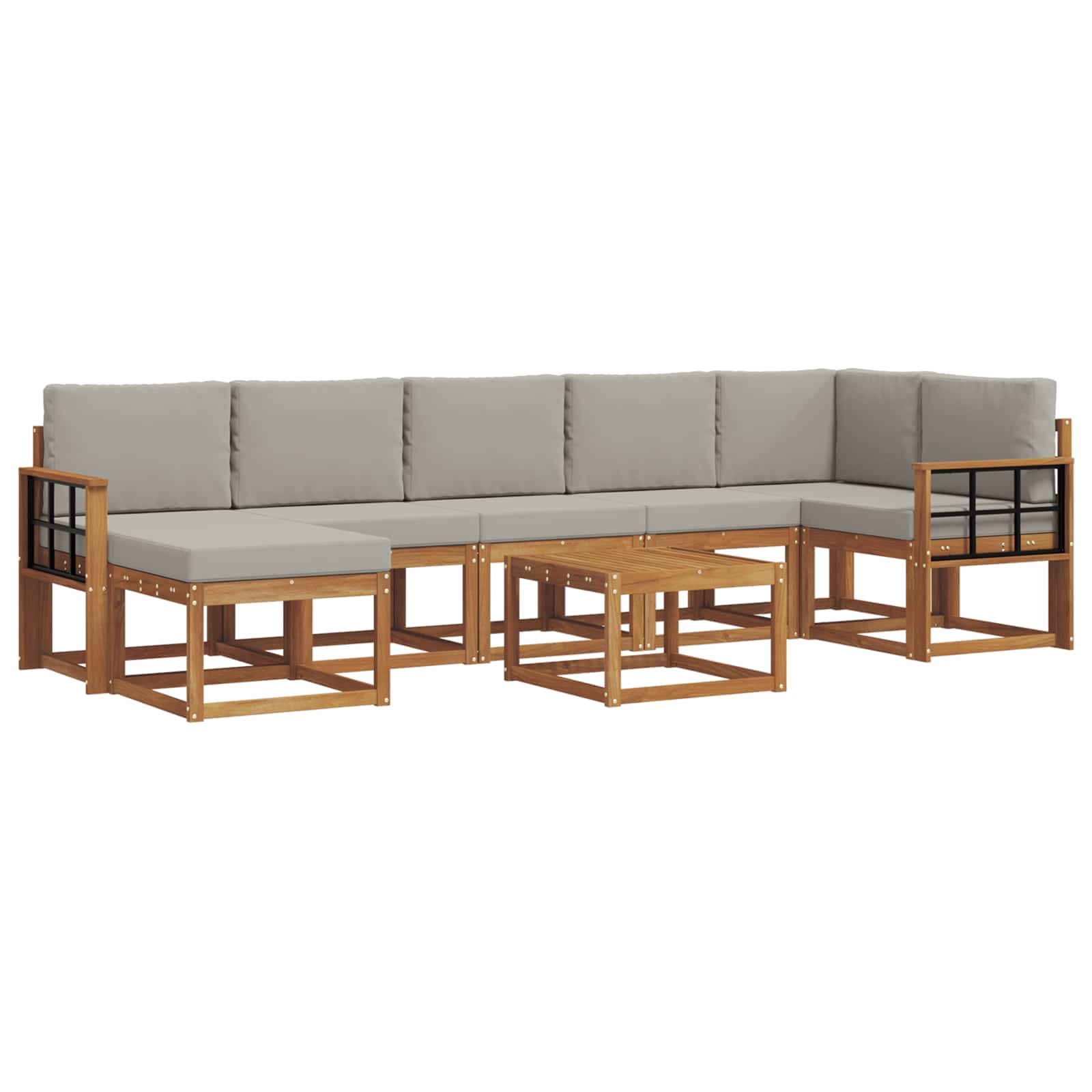 Outdoor-Sofagarnitur mit Kissen 8 pcs Natürlich und Hellgrau