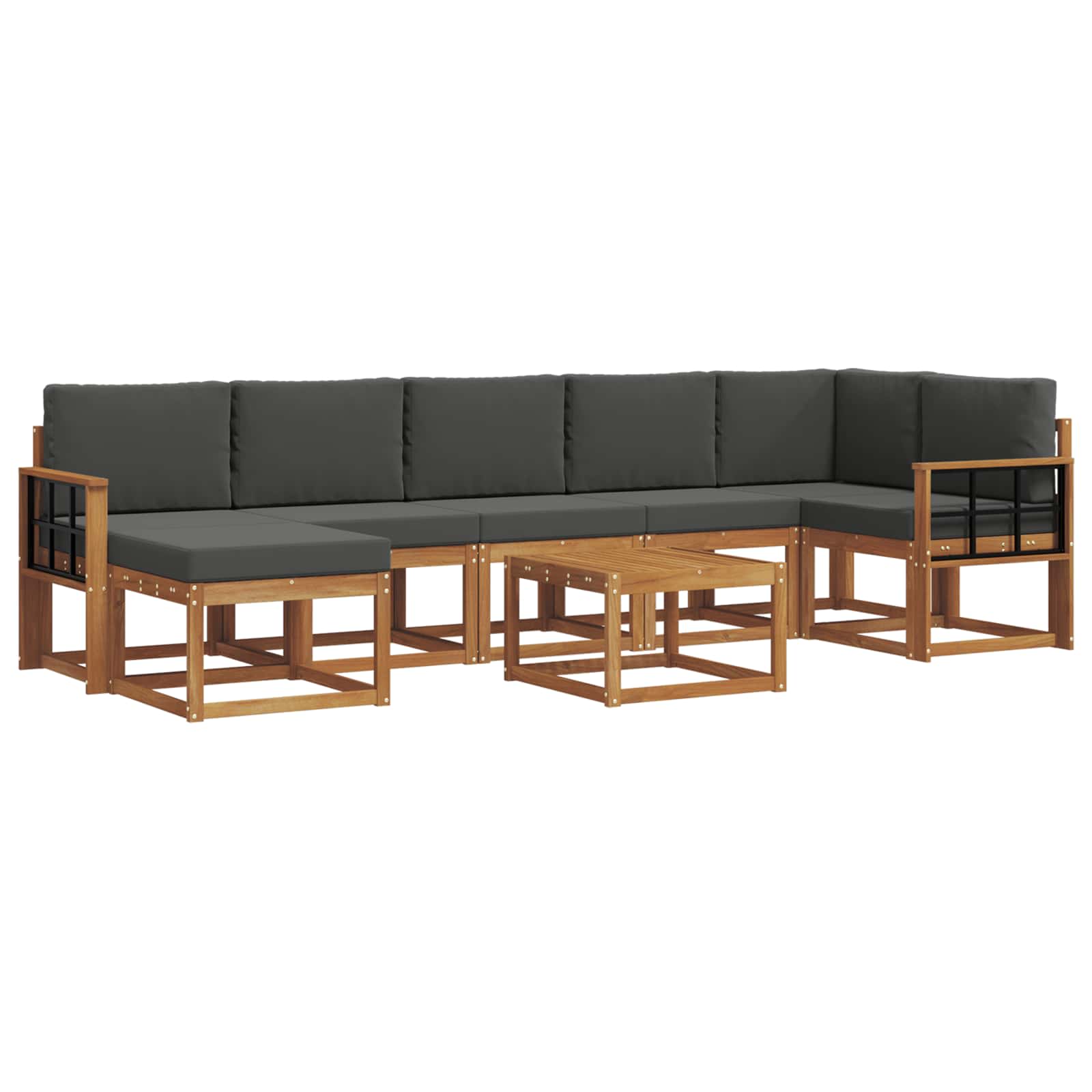 Outdoor-Sofagarnitur mit Kissen 8 pcs Natur und Anthrazit