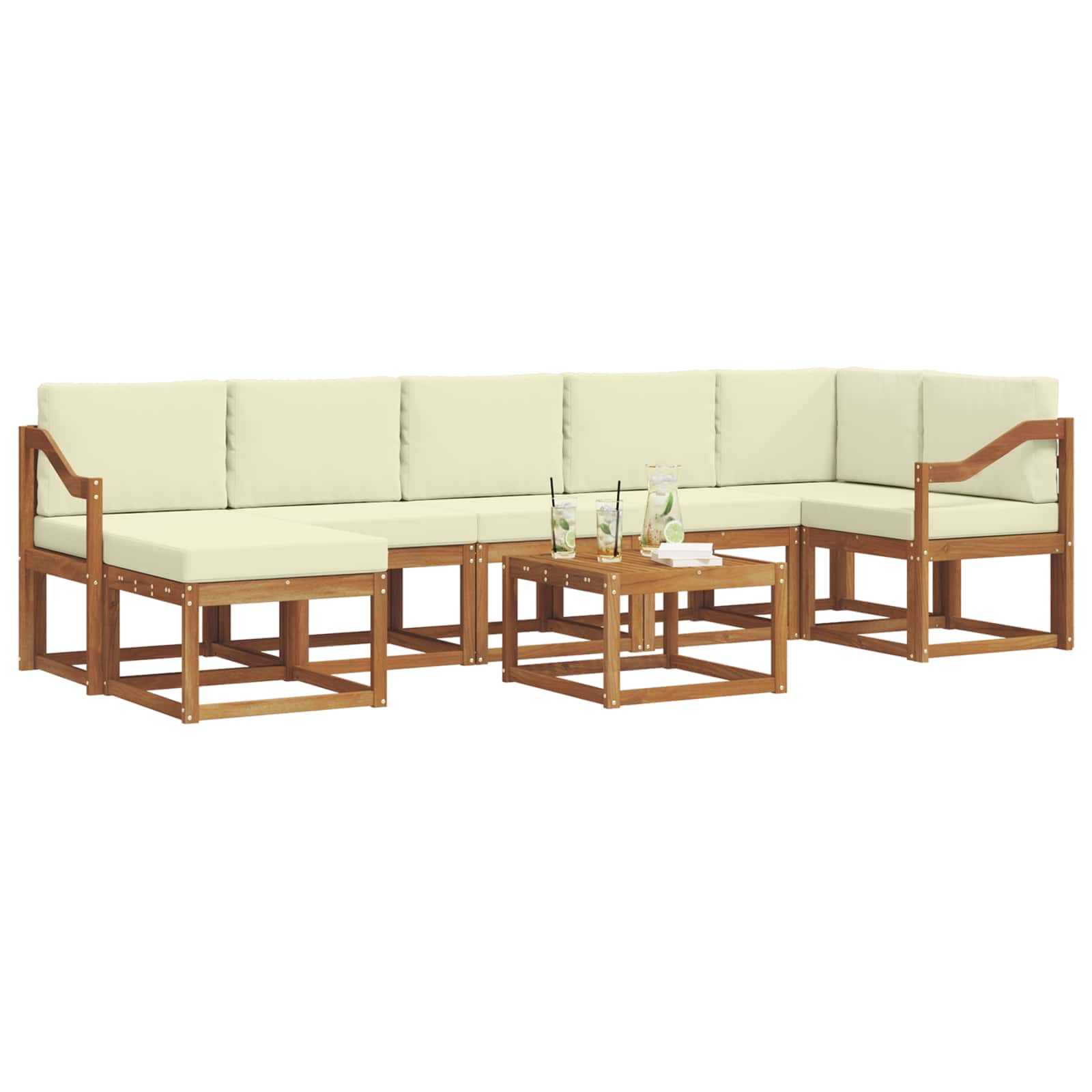 Outdoor-Sofagarnitur mit Kissen 8 pcs Natur und Creme