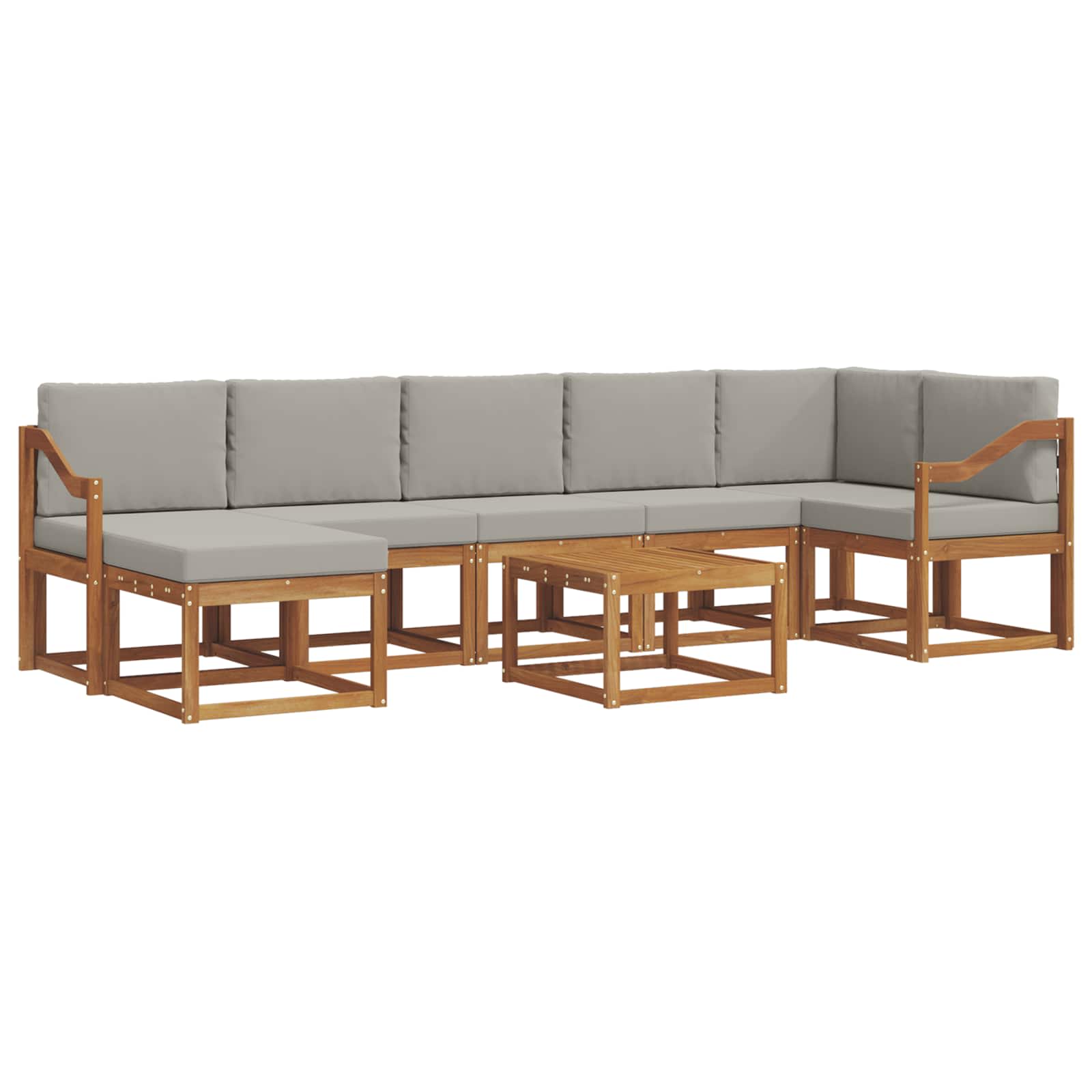 Outdoor-Sofagarnitur mit Kissen 8 pcs Natürlich und Hellgrau