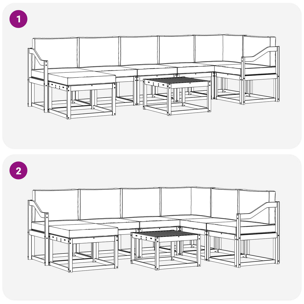 Outdoor-Sofagarnitur mit Kissen 8 pcs Natürlich und Hellgrau