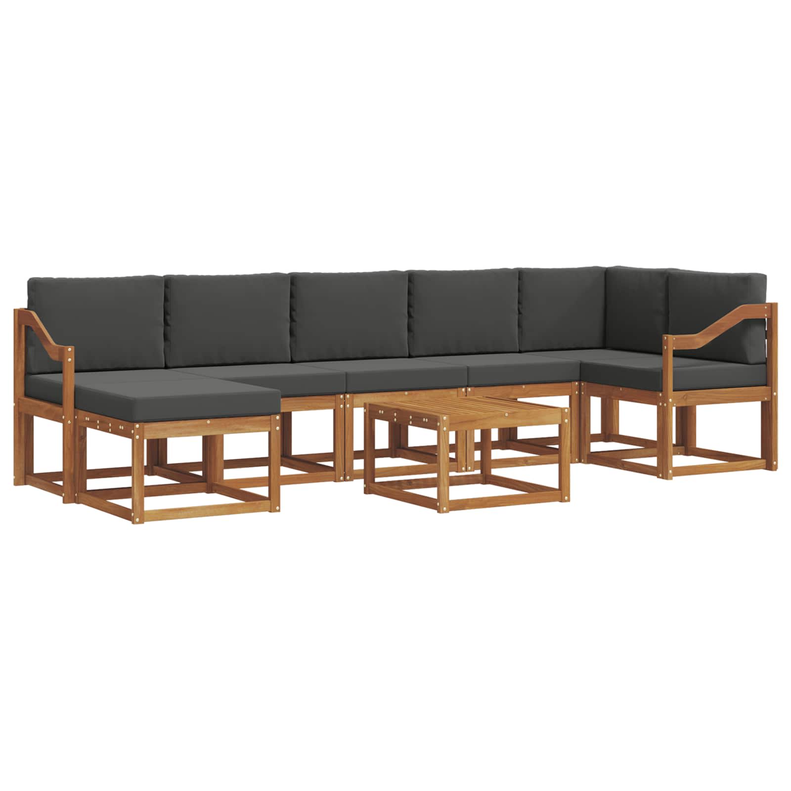 Outdoor-Sofagarnitur mit Kissen 8 pcs Natur und Anthrazit